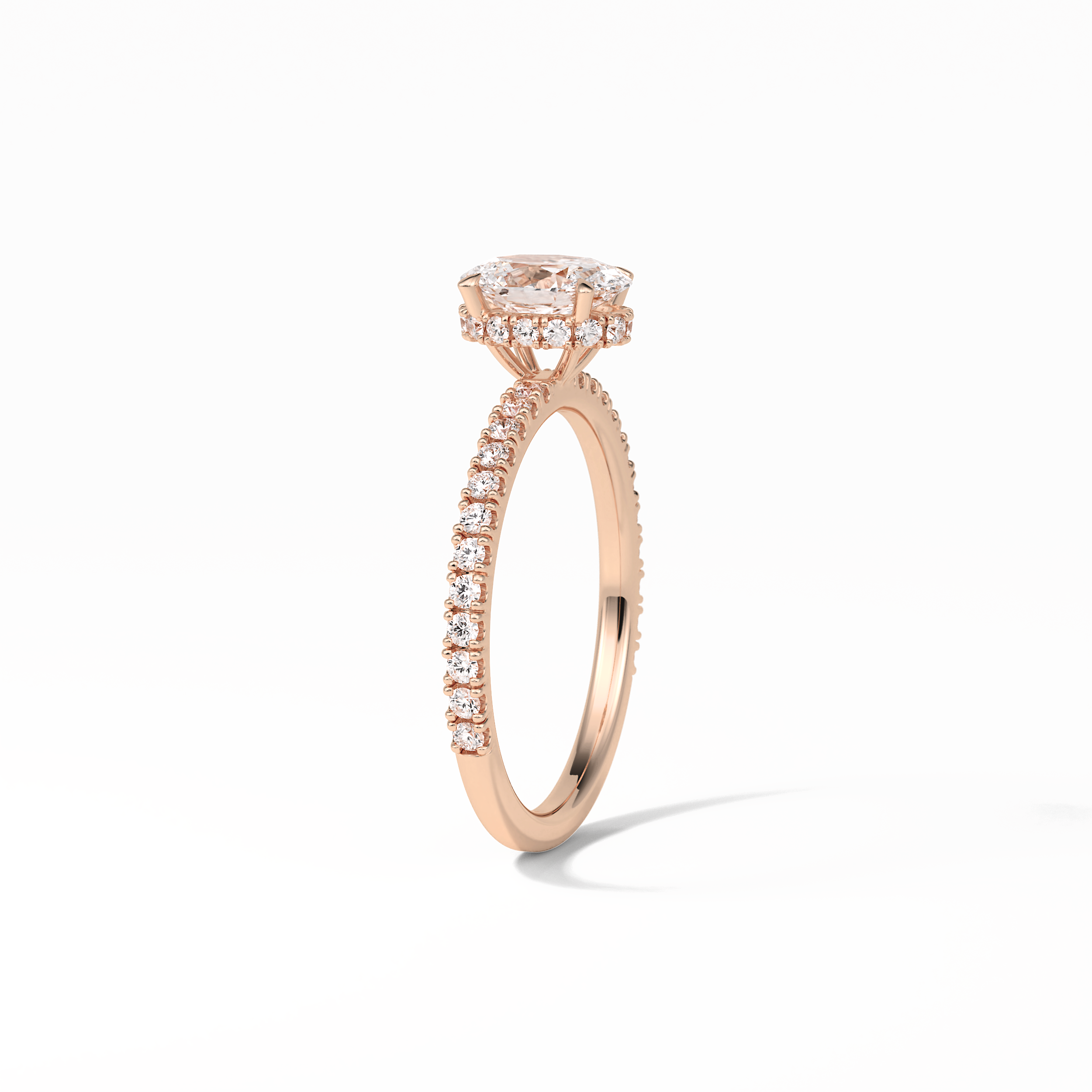 1.33 CT Oval Cut Pave & Hidden Halo Style Moissanite Engagement Ring 13