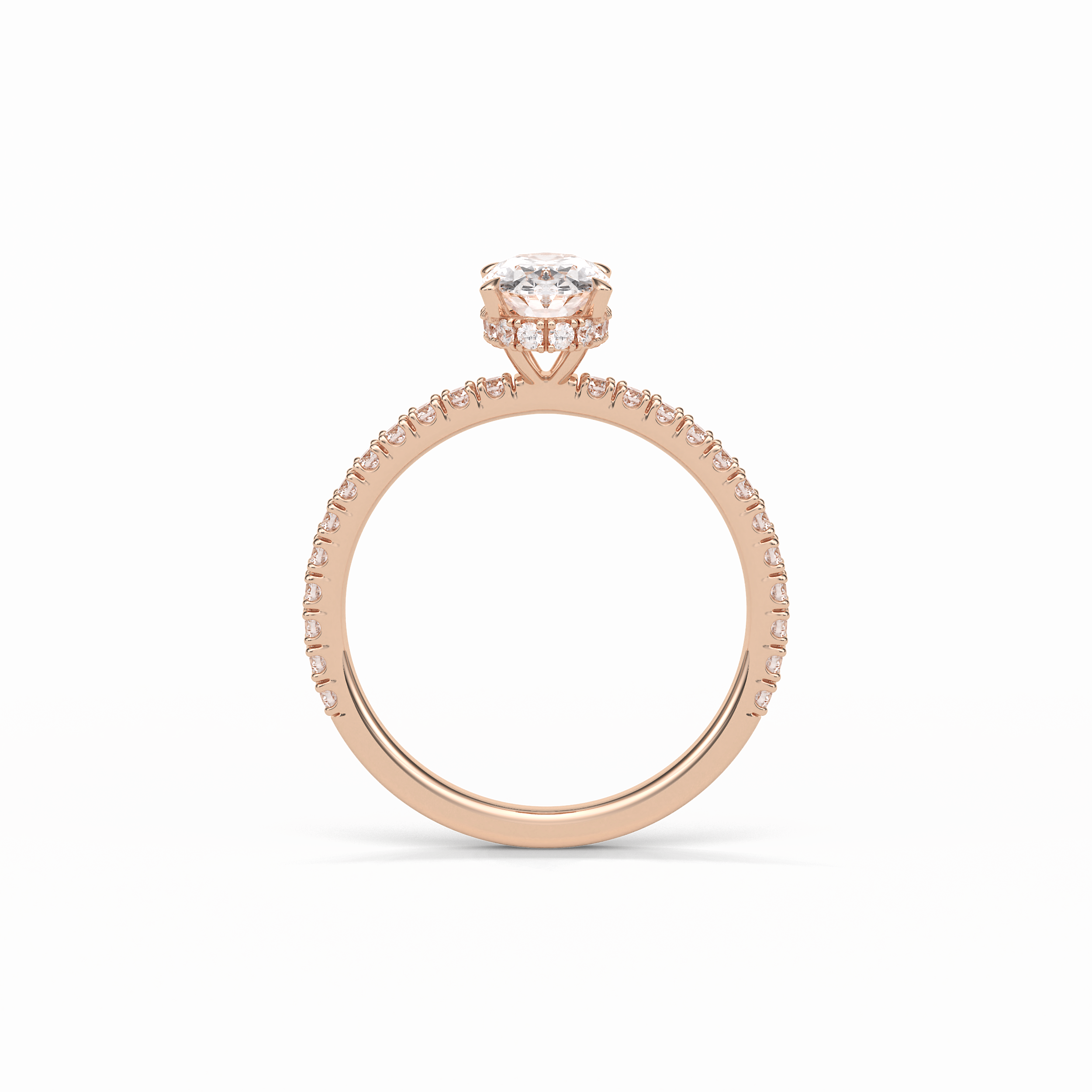 1.33 CT Oval Cut Pave & Hidden Halo Style Moissanite Engagement Ring 18