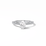1.33 CT Oval Cut Pave & Hidden Halo Style Moissanite Engagement Ring 1