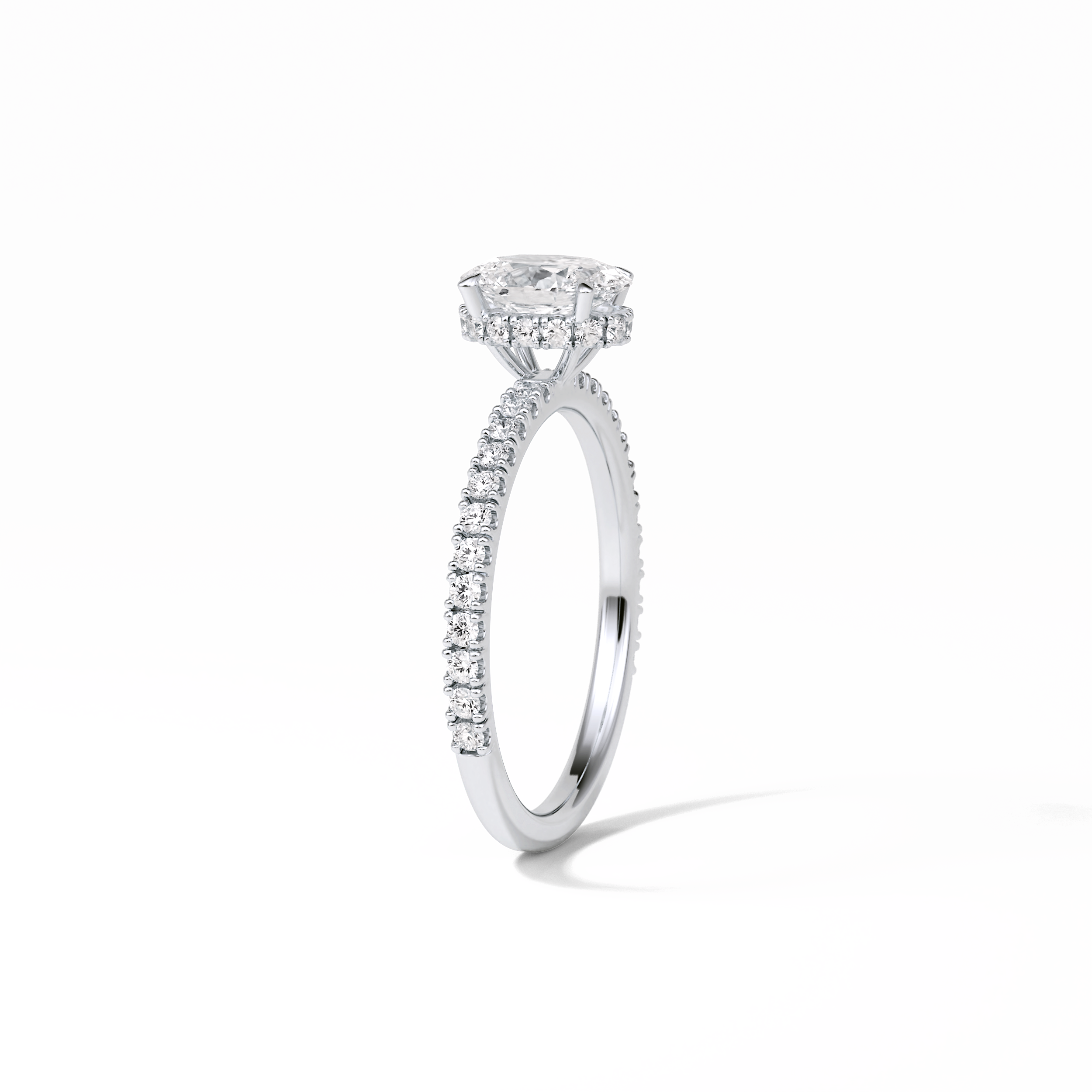 1.33 CT Oval Cut Pave & Hidden Halo Style Moissanite Engagement Ring 4