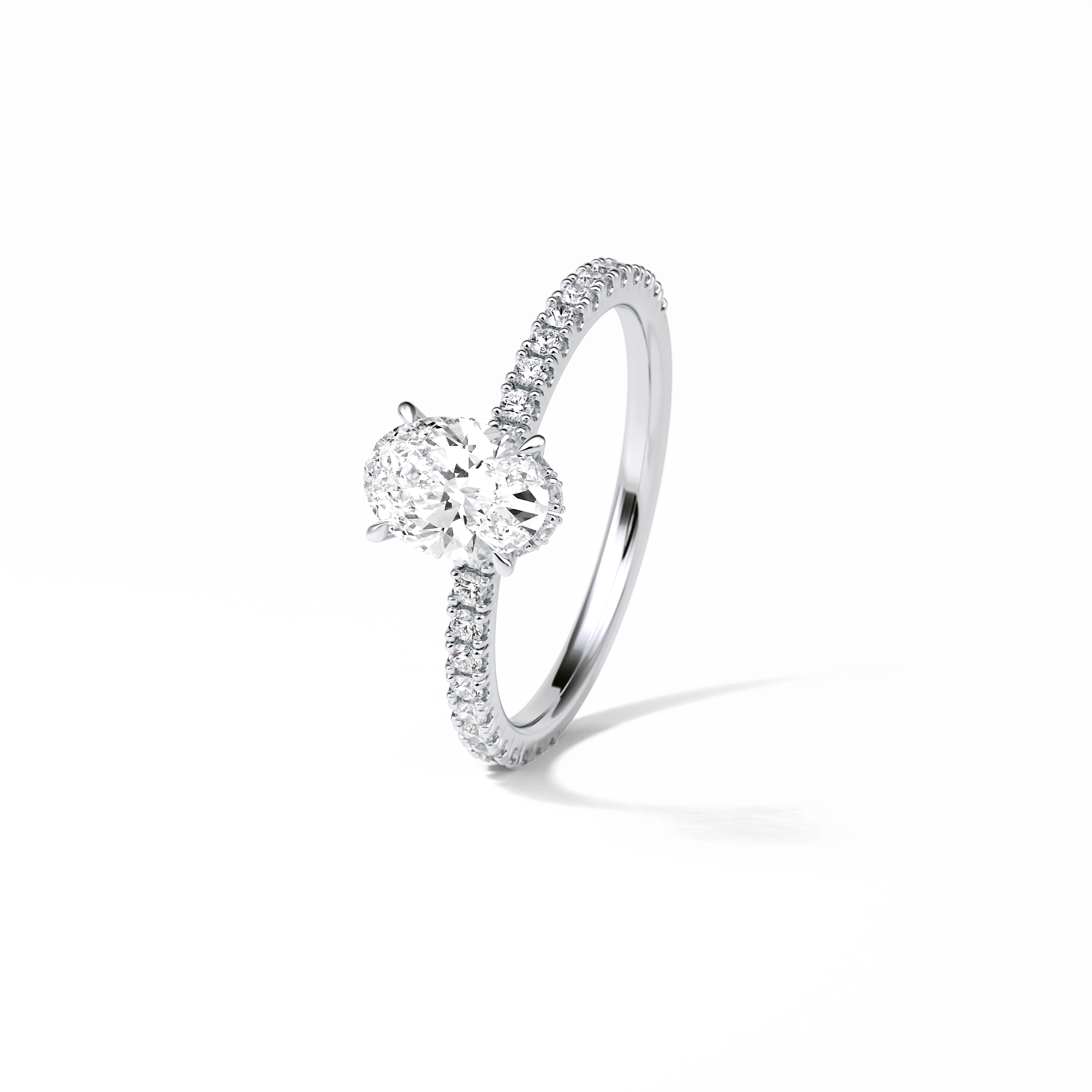 1.33 CT Oval Cut Pave & Hidden Halo Style Moissanite Engagement Ring 5