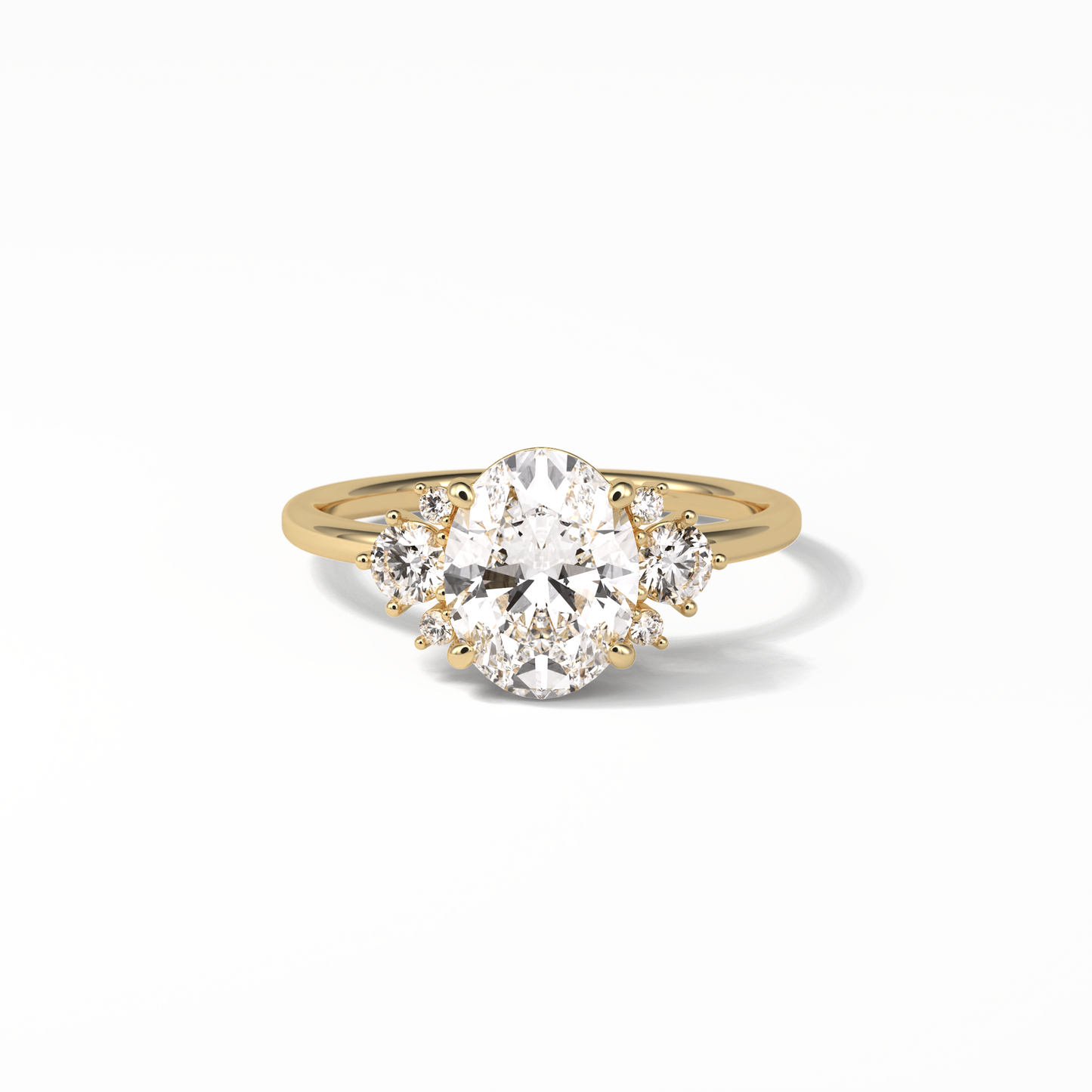 1.91 CT Oval Cut Three Stones Style Moissanite Engagement Ring
