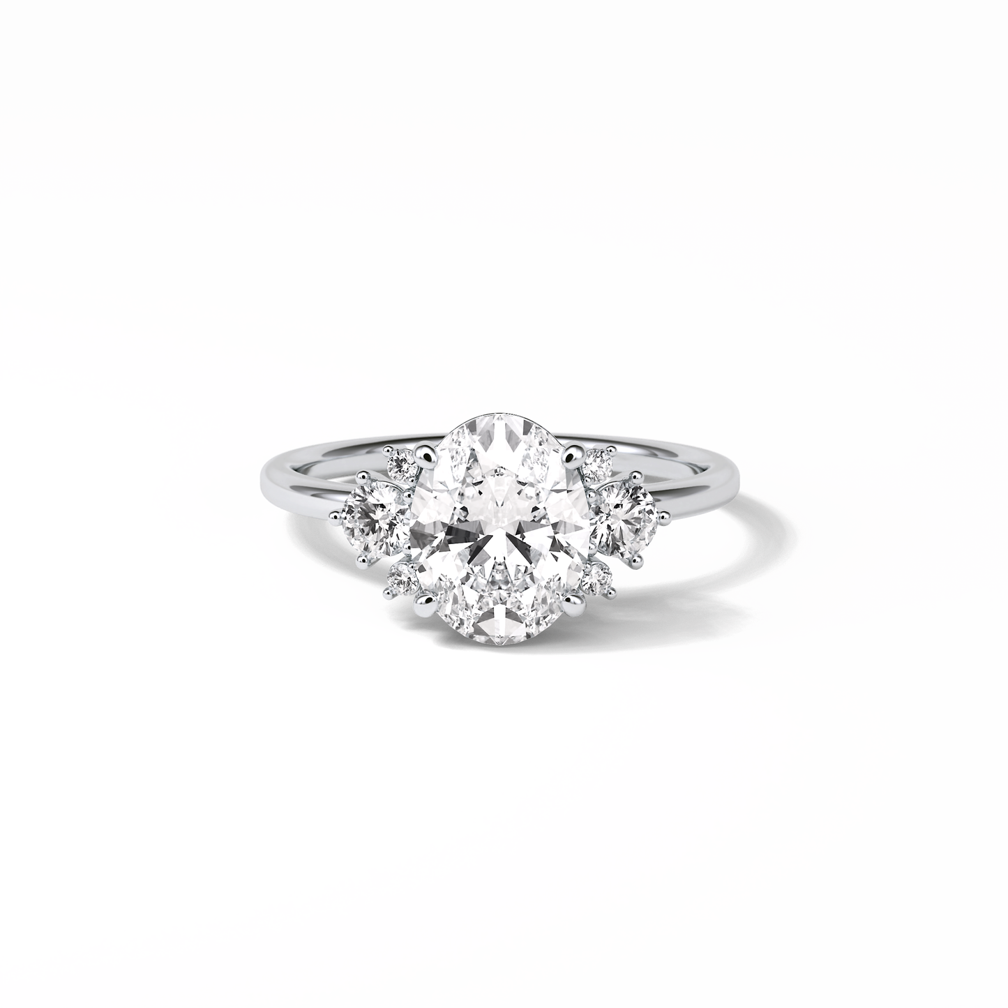 1.91 CT Oval Cut Three Stones Style Moissanite Engagement Ring