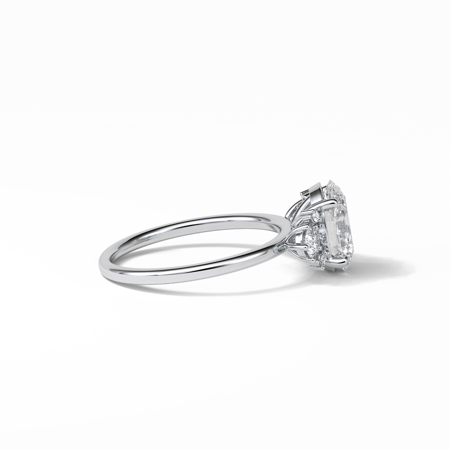 1.91 CT Oval Cut Three Stones Style Moissanite Engagement Ring