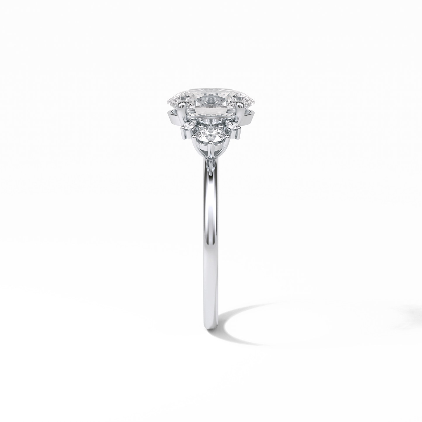 1.91 CT Oval Cut Three Stones Style Moissanite Engagement Ring