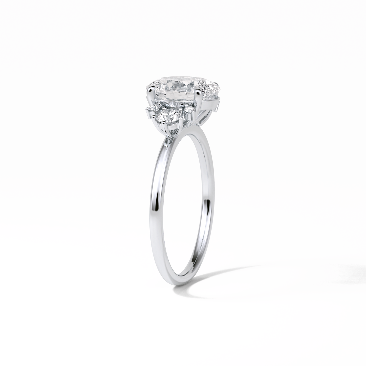 1.91 CT Oval Cut Three Stones Style Moissanite Engagement Ring