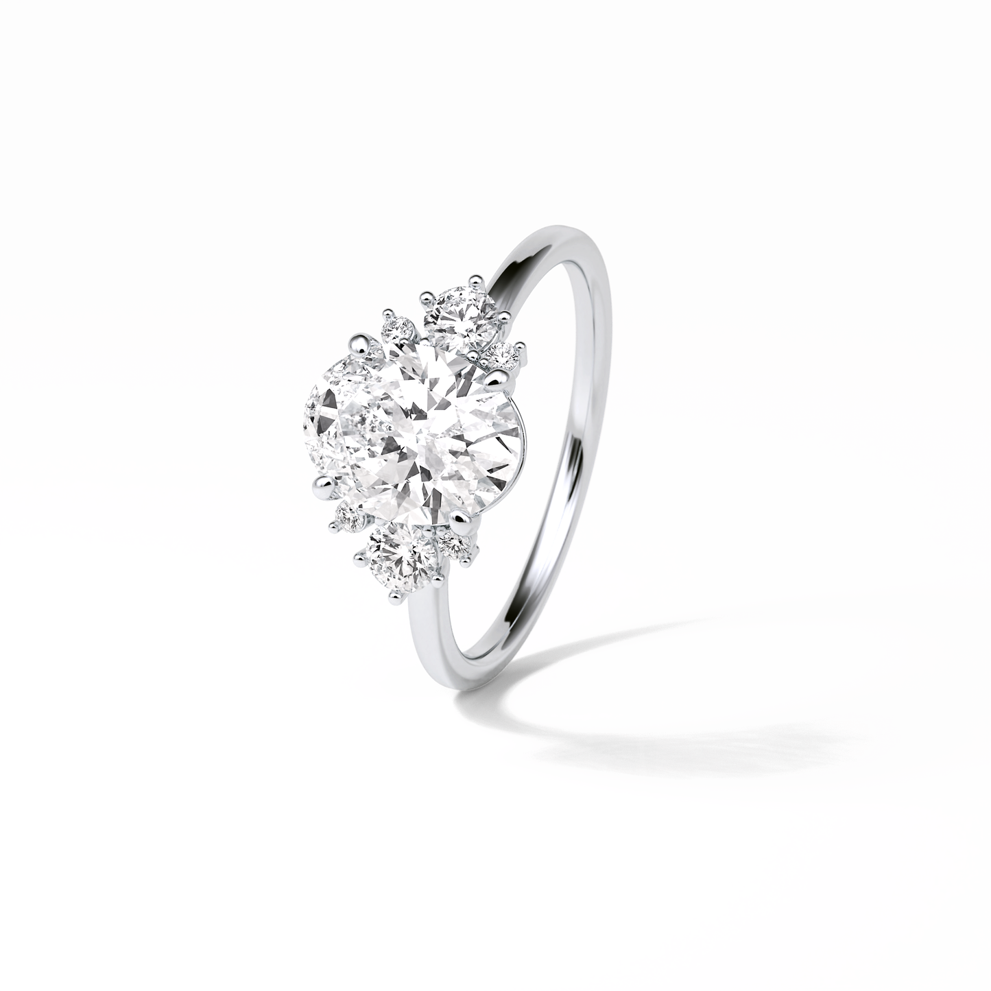 1.91 CT Oval Cut Three Stones Style Moissanite Engagement Ring