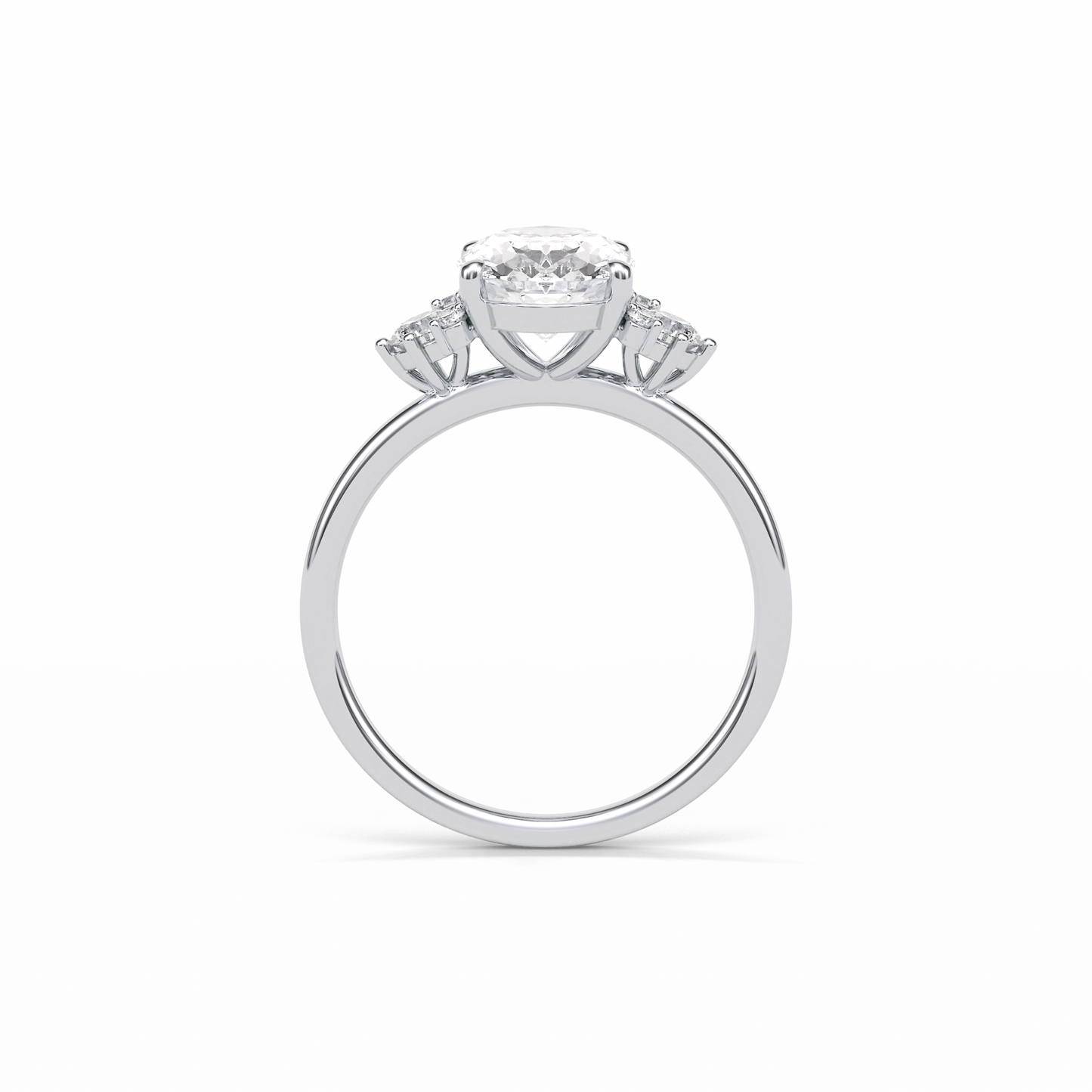 1.91 CT Oval Cut Three Stones Style Moissanite Engagement Ring