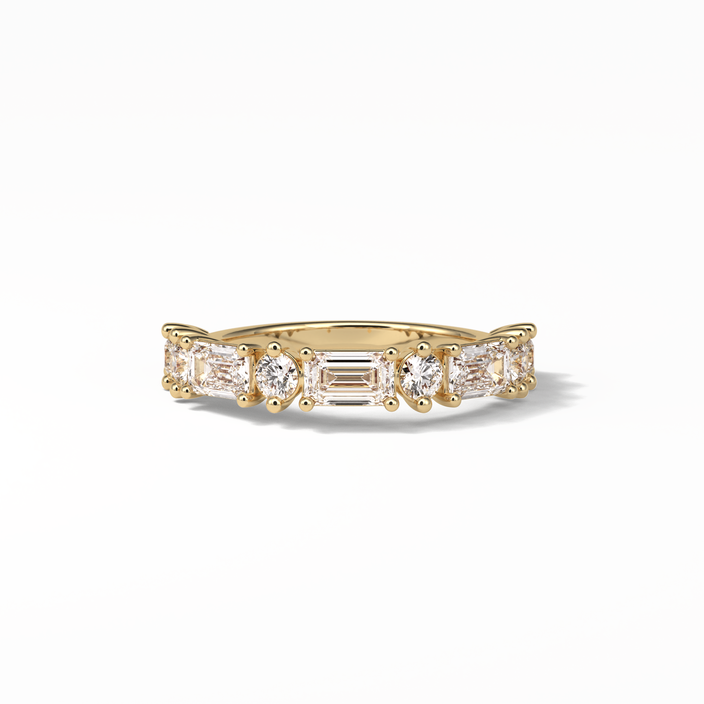 1.28 TCW Emerald and Round Shaped Wedding Band