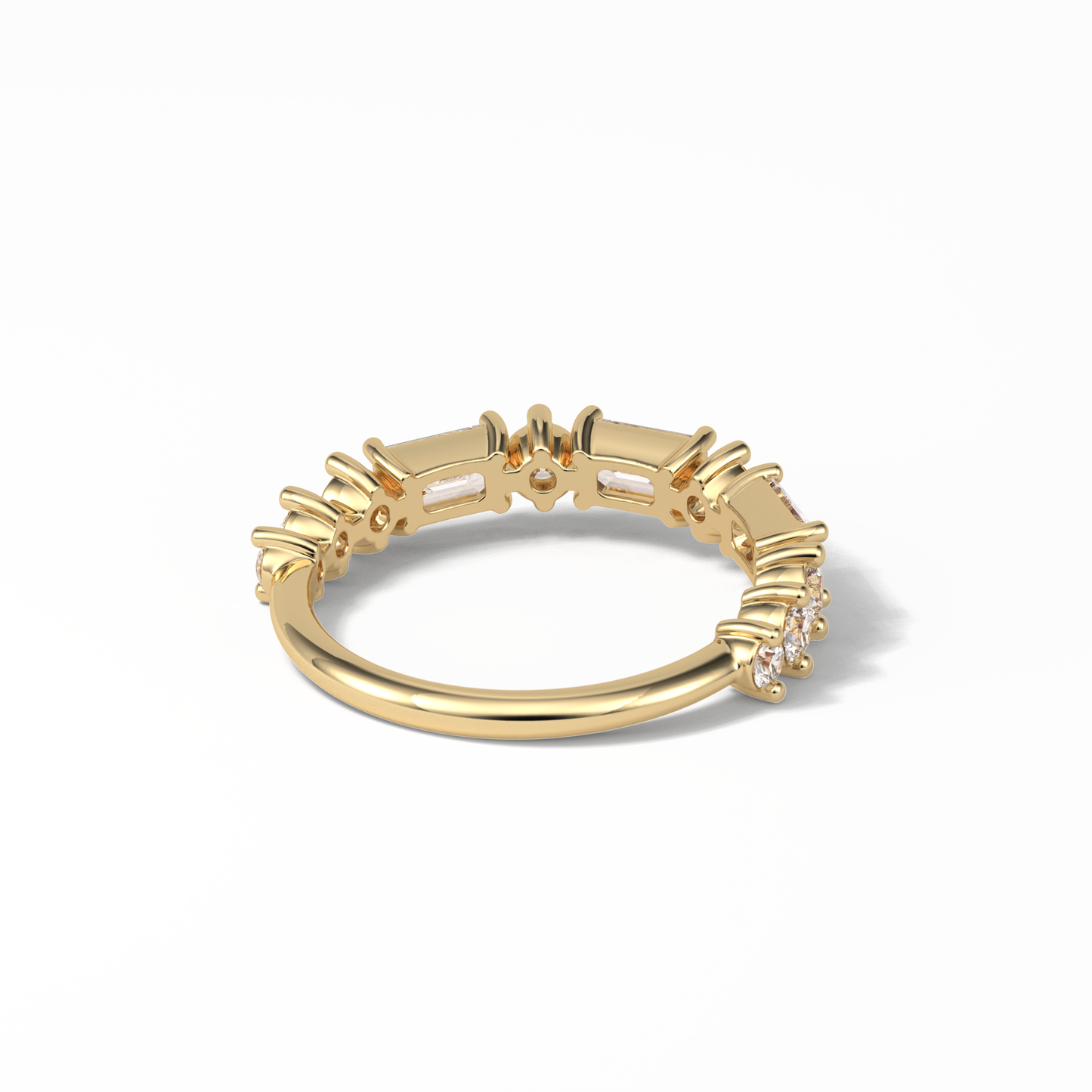 1.28 TCW Emerald and Round Shaped Wedding Band