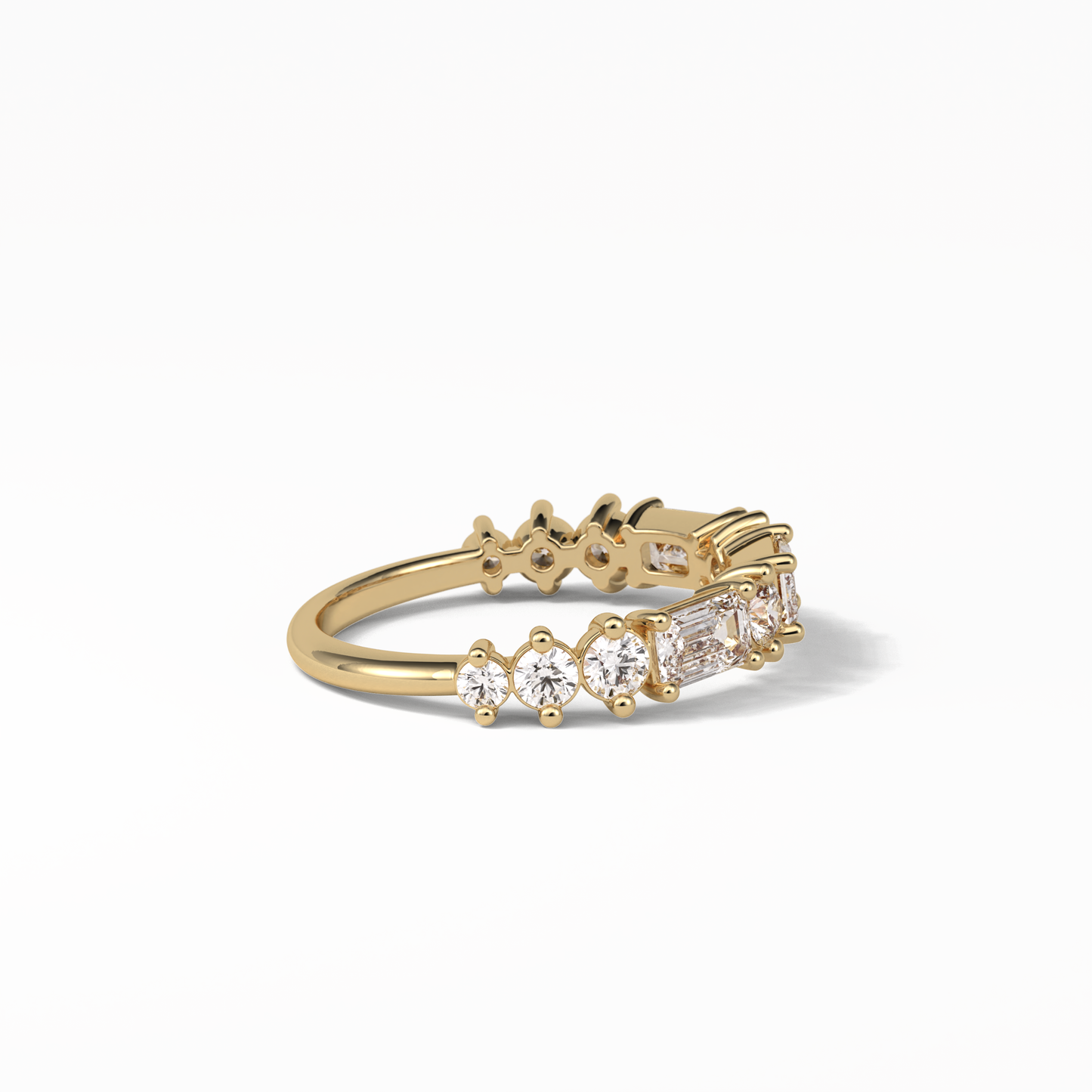 1.28 TCW Emerald and Round Shaped Wedding Band