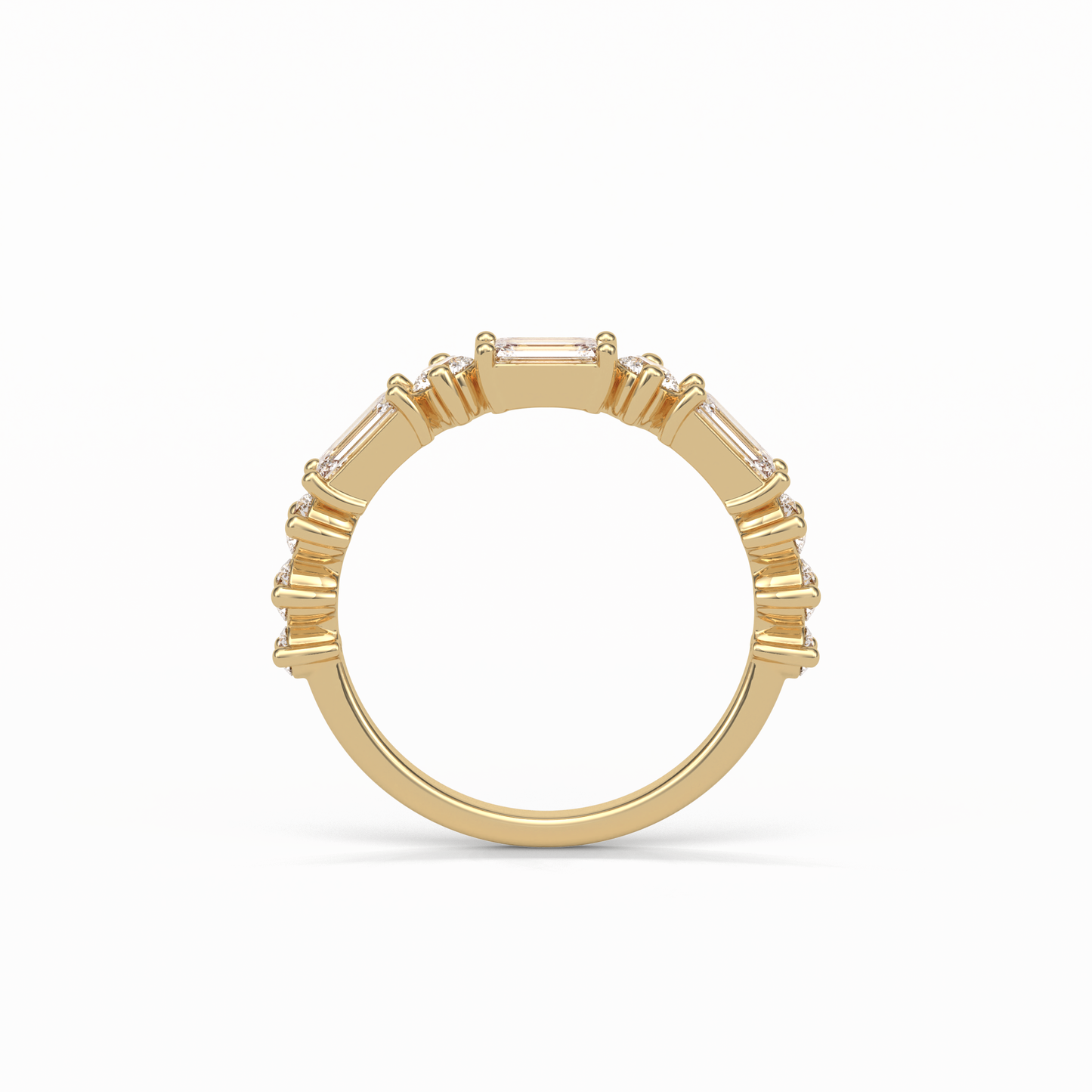 1.28 TCW Emerald and Round Shaped Wedding Band