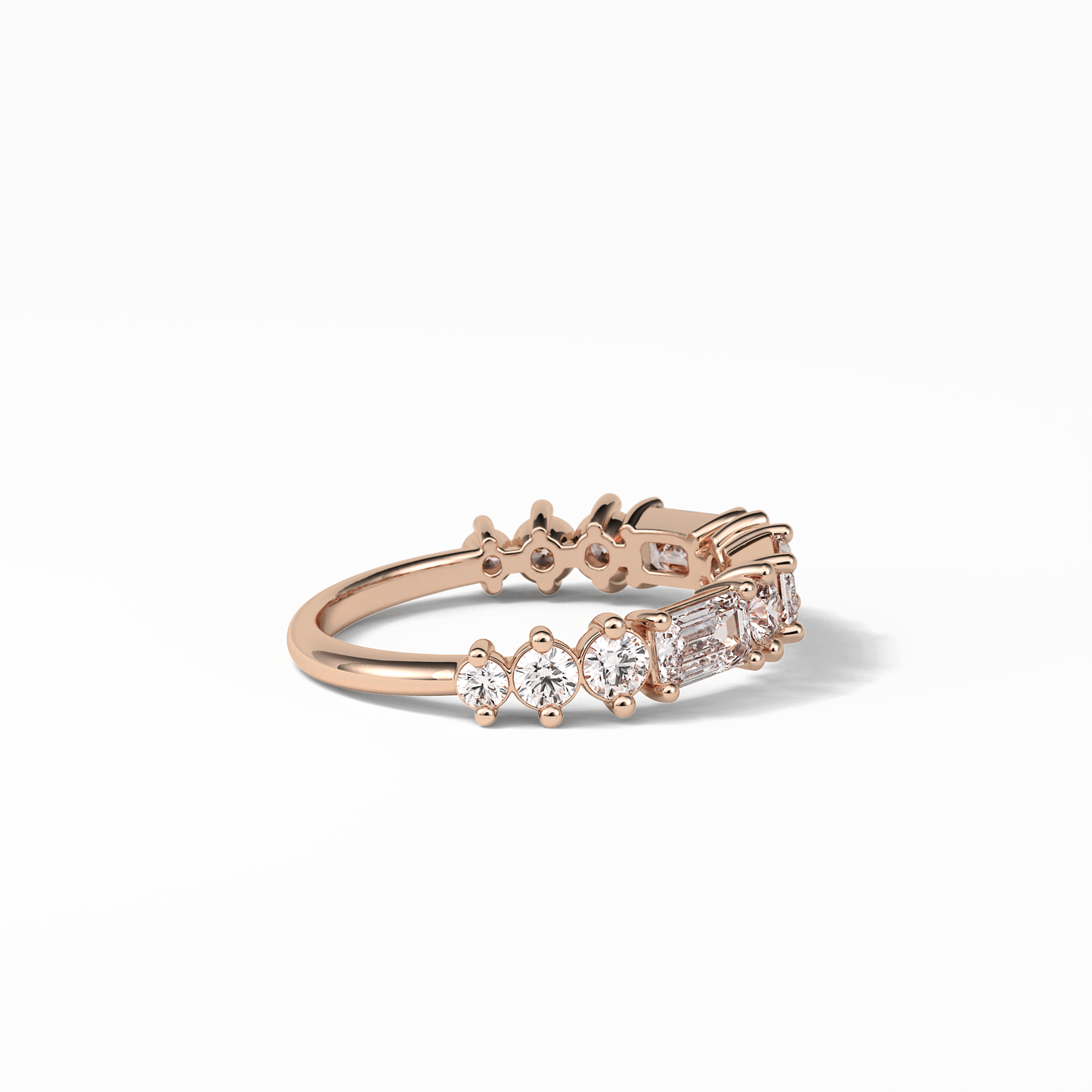 1.28 TCW Emerald and Round Shaped Wedding Band