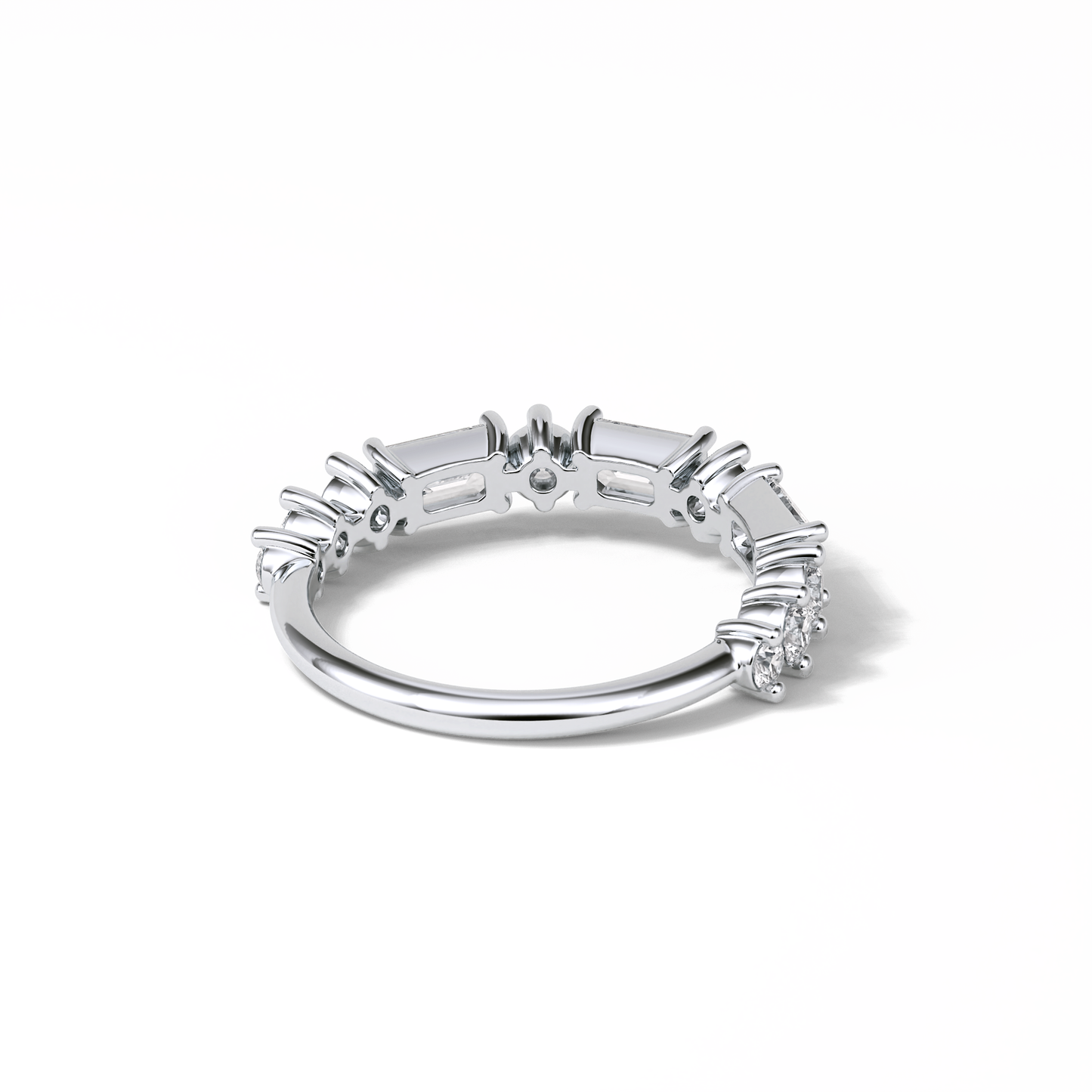 1.28 TCW Emerald and Round Shaped Wedding Band