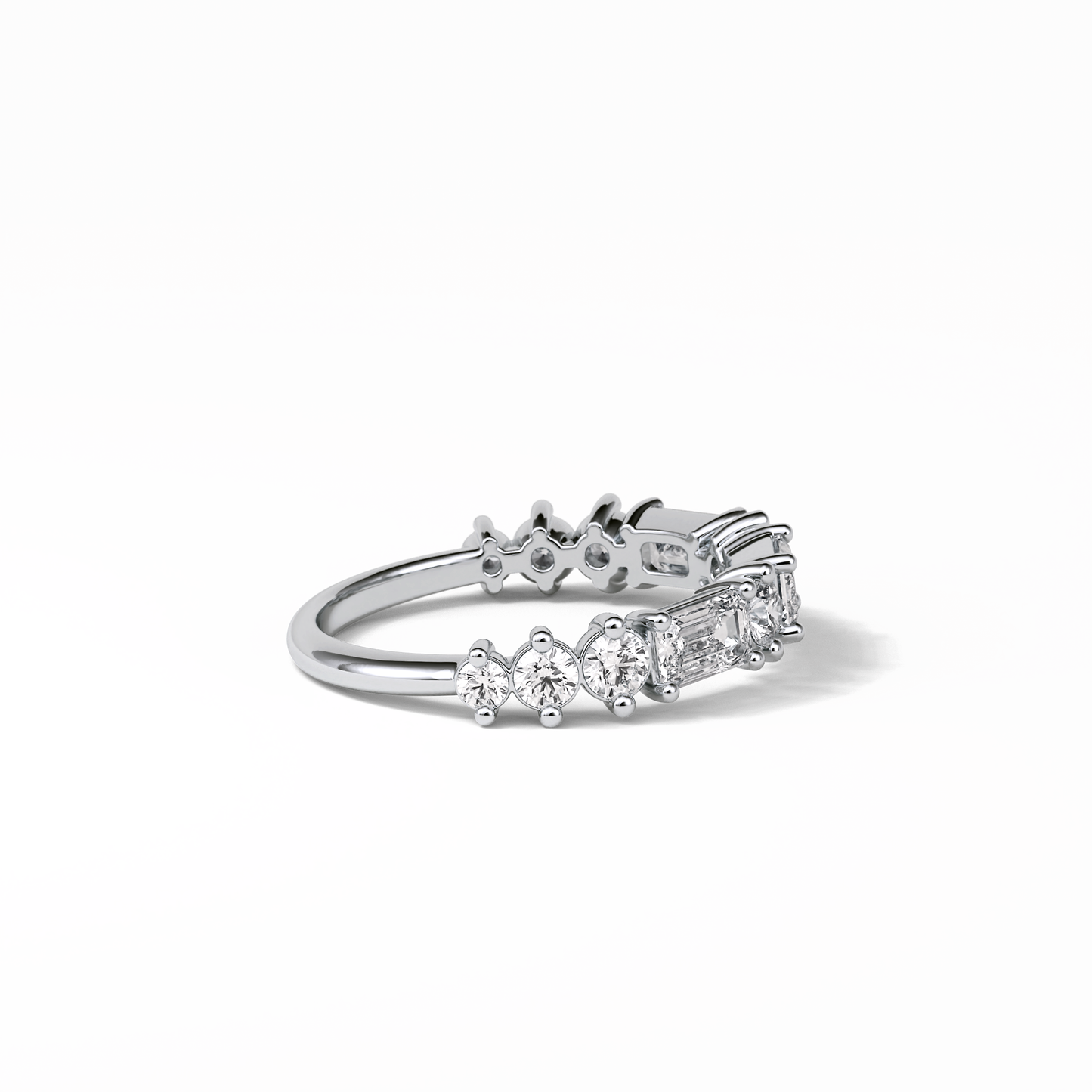 1.28 TCW Emerald and Round Shaped Wedding Band