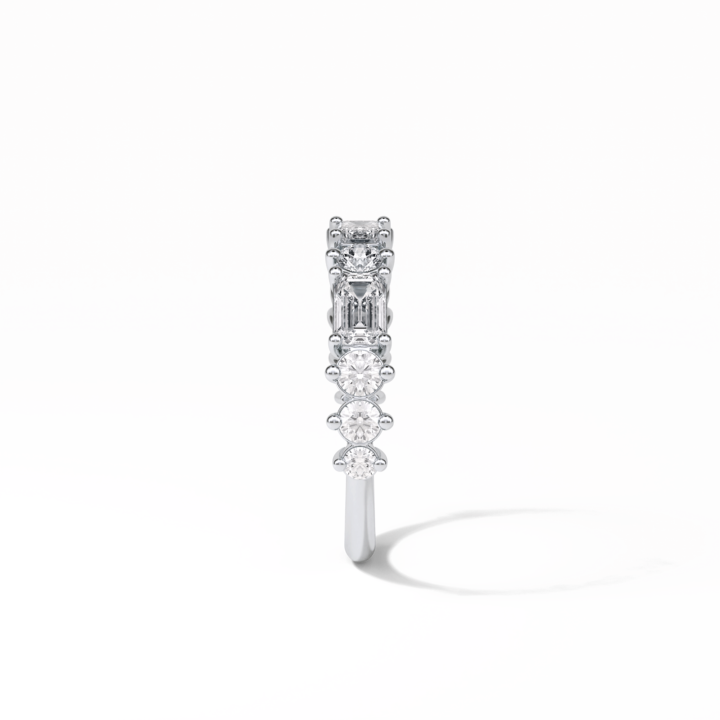1.28 TCW Emerald and Round Shaped Wedding Band