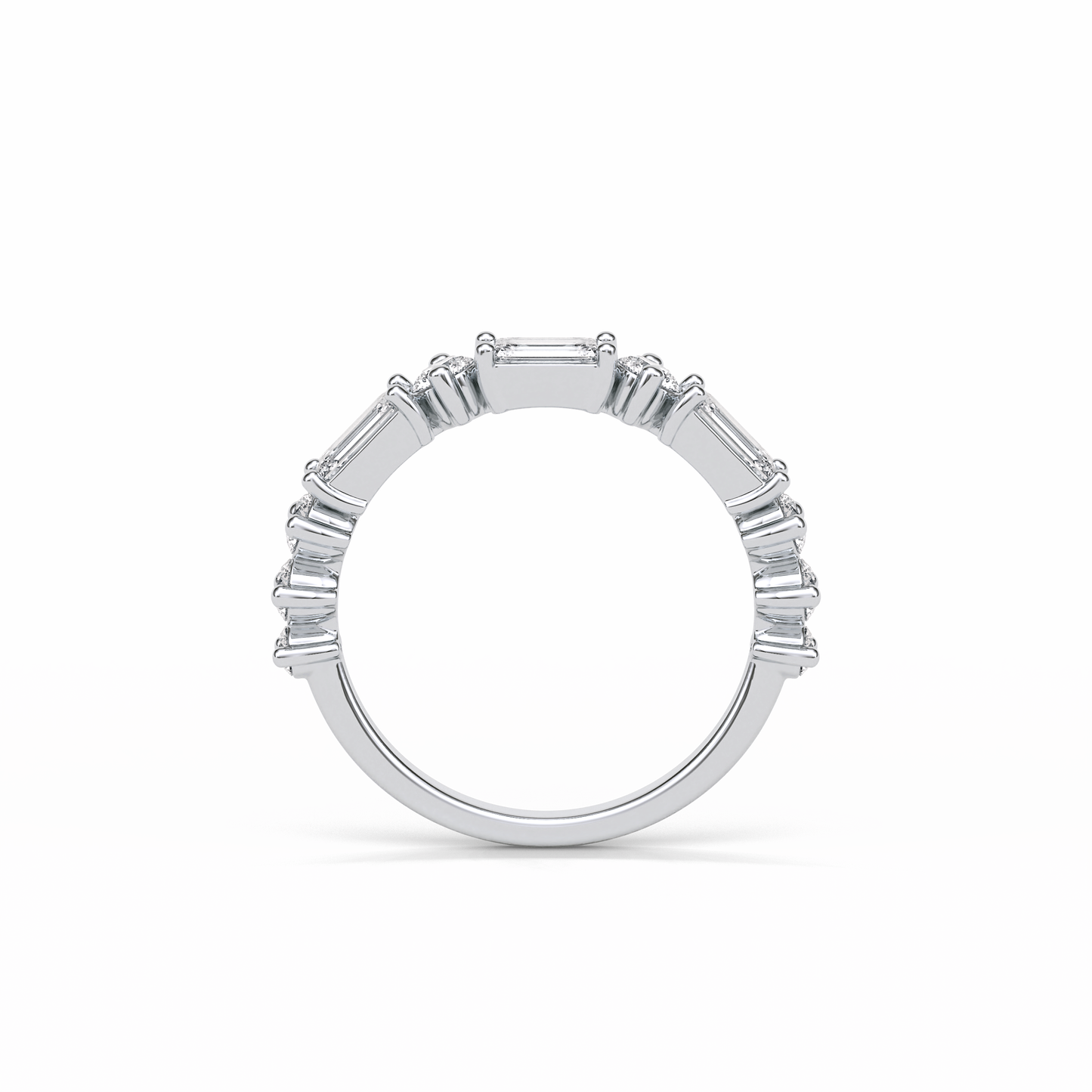 1.28 TCW Emerald and Round Shaped Wedding Band