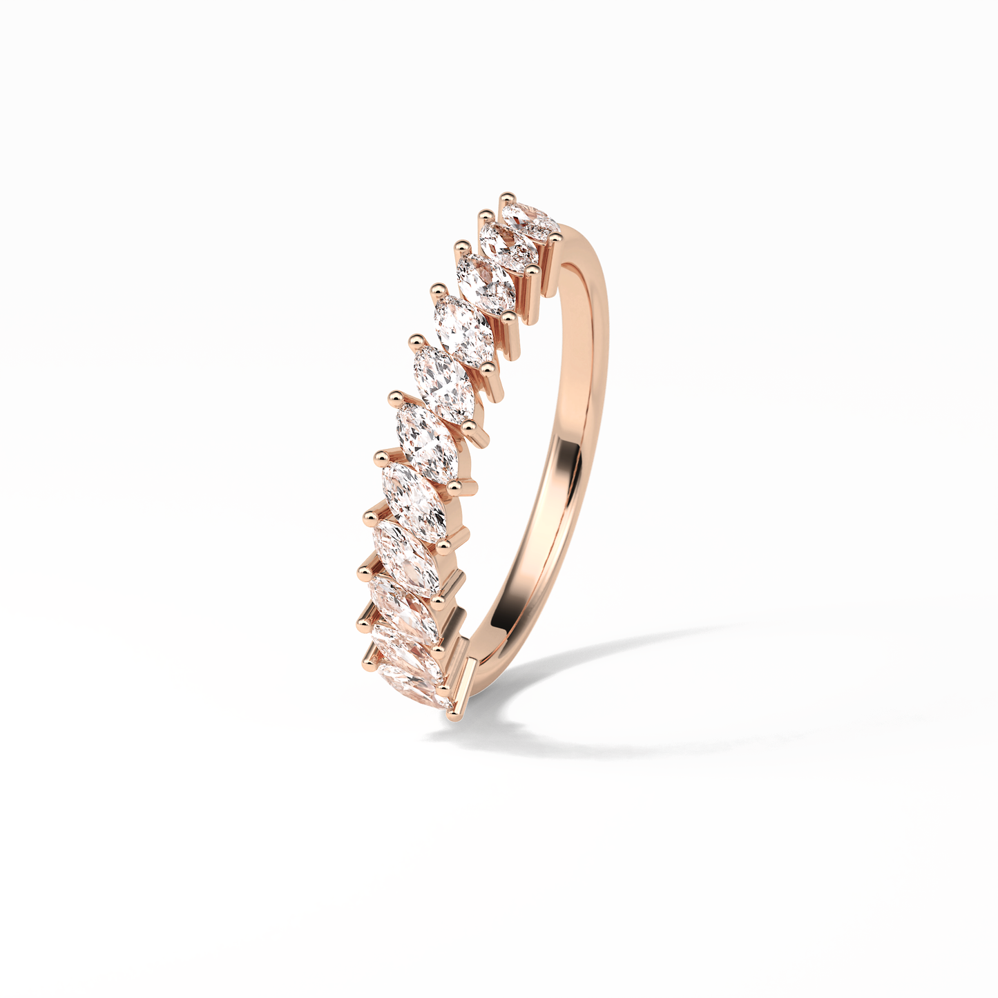 0.78 TCW Marquise Shaped Wedding Band
