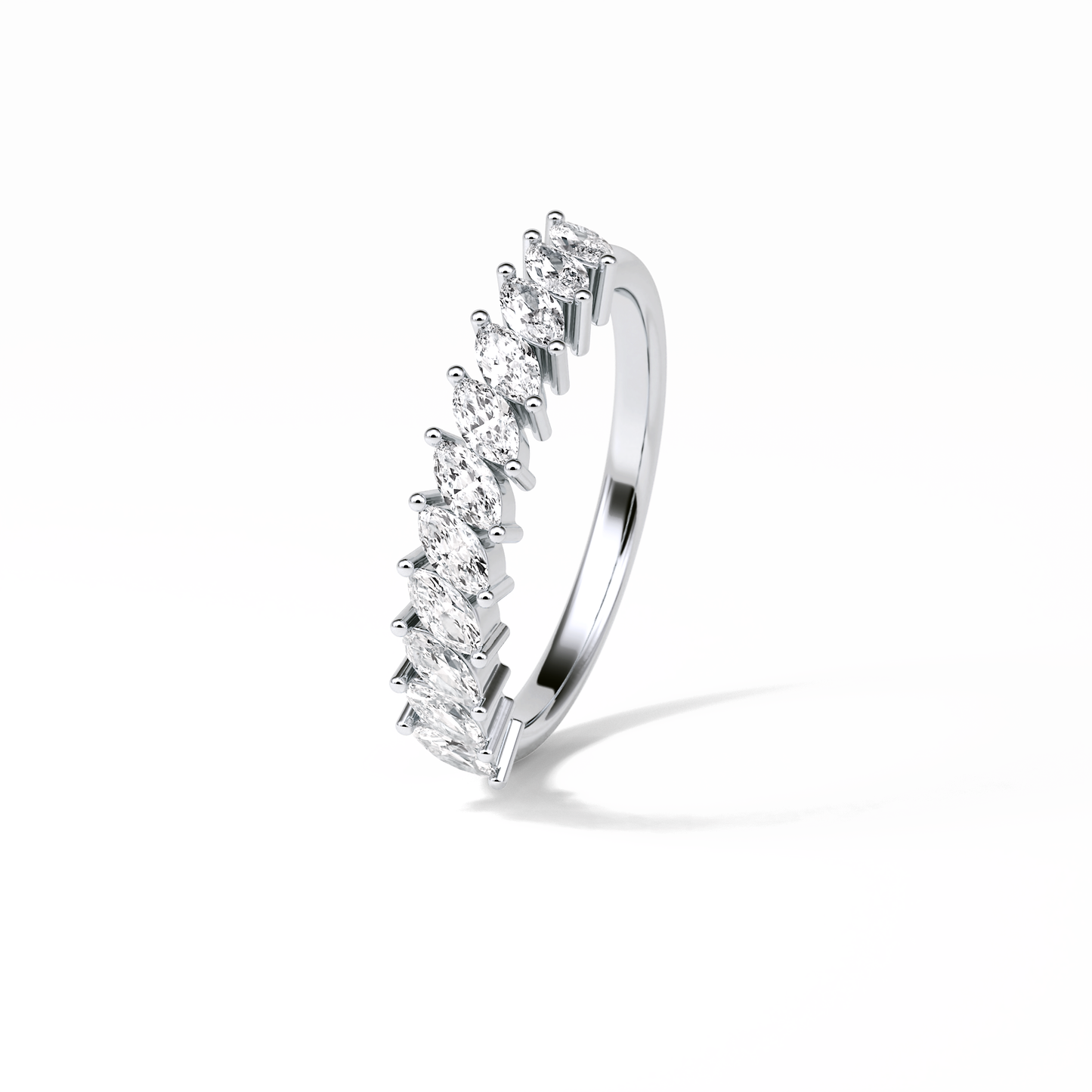 0.78 TCW Marquise Shaped Wedding Band