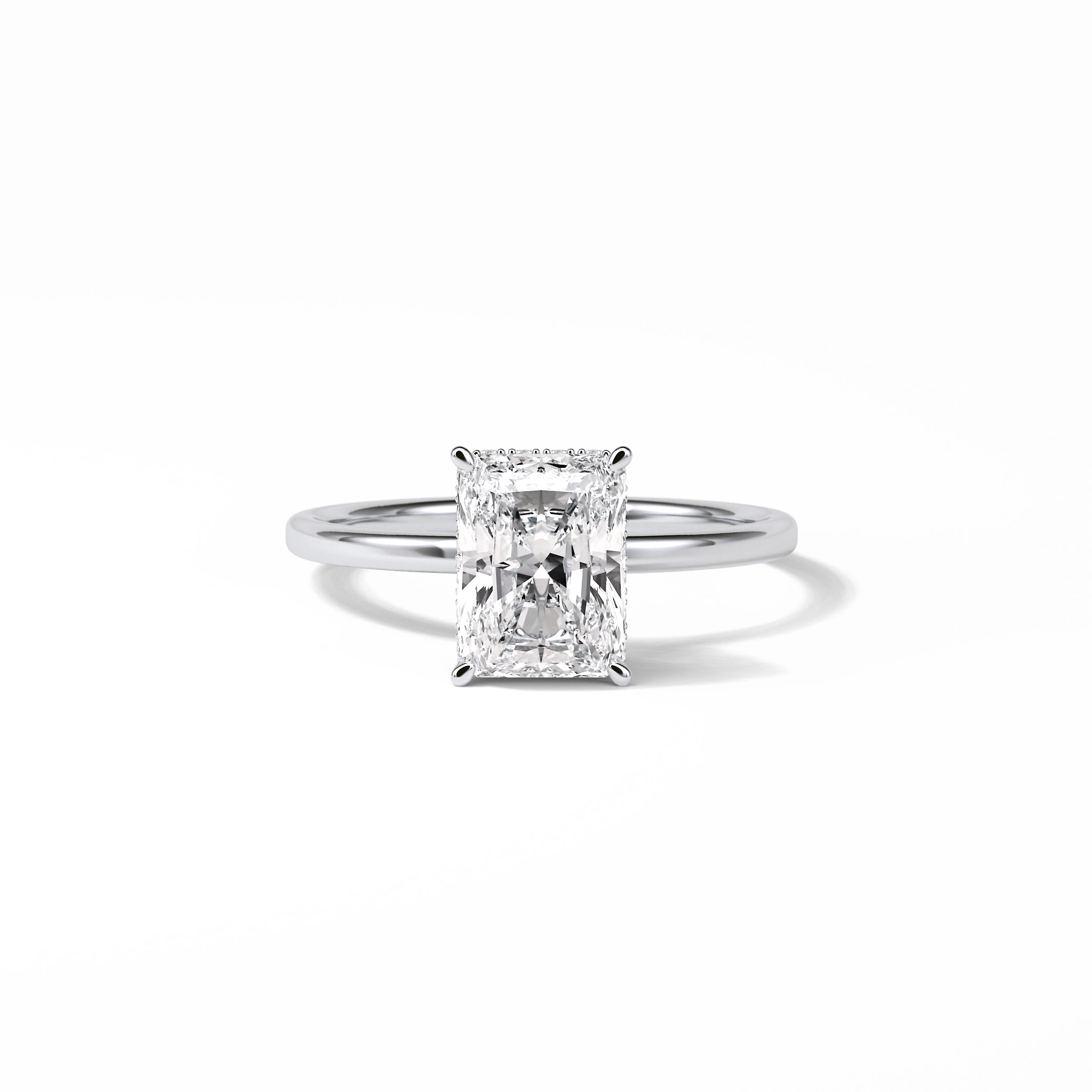 1.67 CT Radiant Cut Hidden Halo Style Moissanite Engagement Ring 1