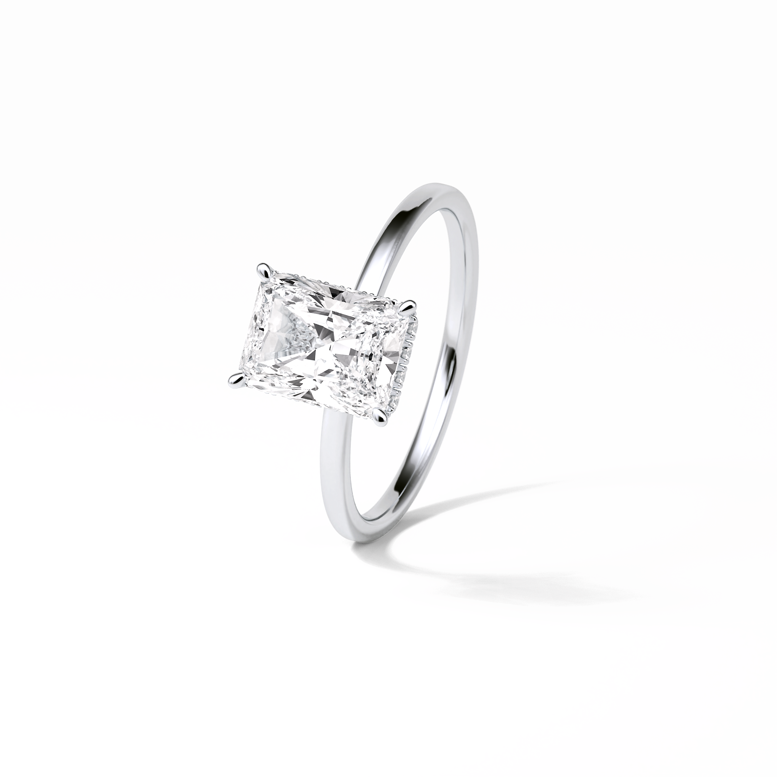 1.67 CT Radiant Cut Hidden Halo Style Moissanite Engagement Ring 6