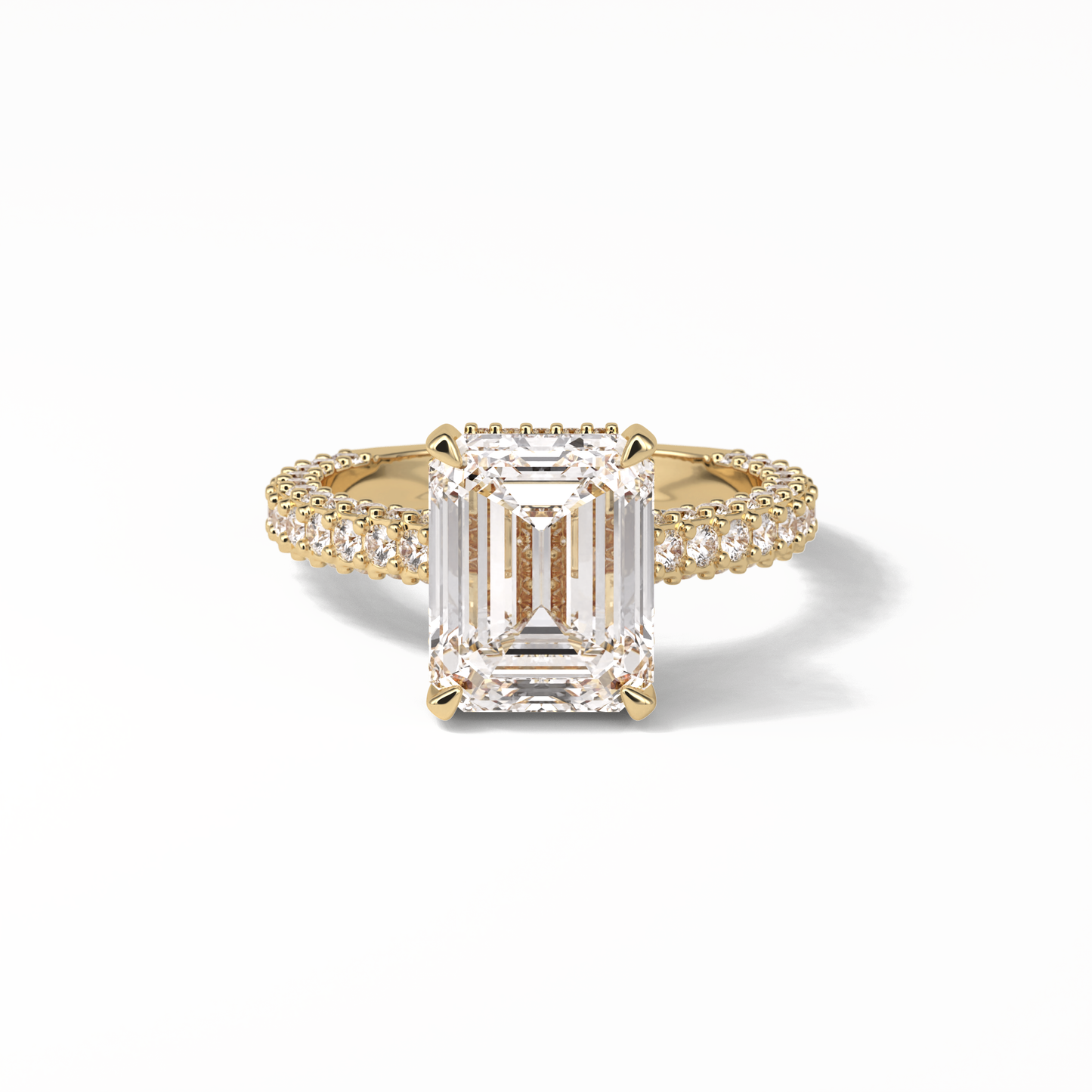 3.24 CT Emerald Cut Pave Style Moissanite Engagement Ring