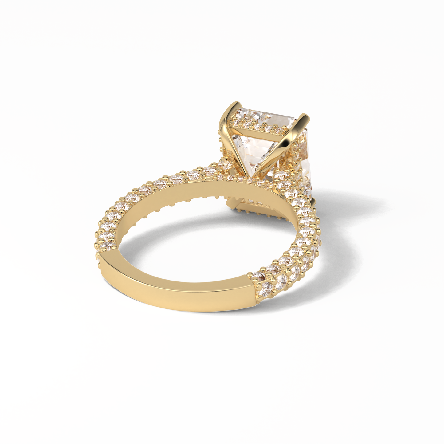 3.24 CT Emerald Cut Pave Style Moissanite Engagement Ring