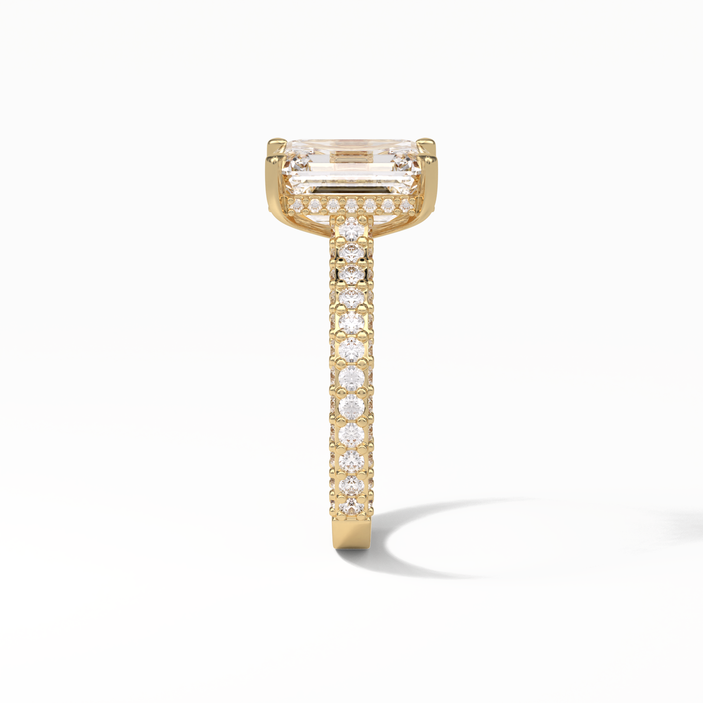 3.24 CT Emerald Cut Pave Style Moissanite Engagement Ring