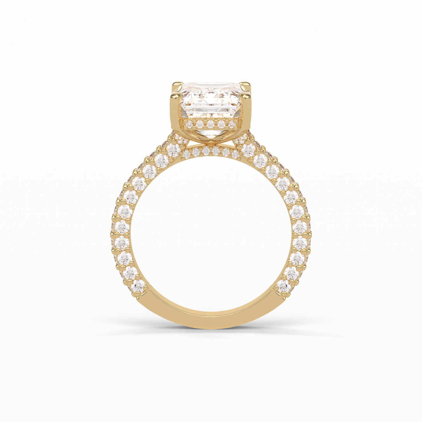 3.24 CT Emerald Cut Pave Style Moissanite Engagement Ring