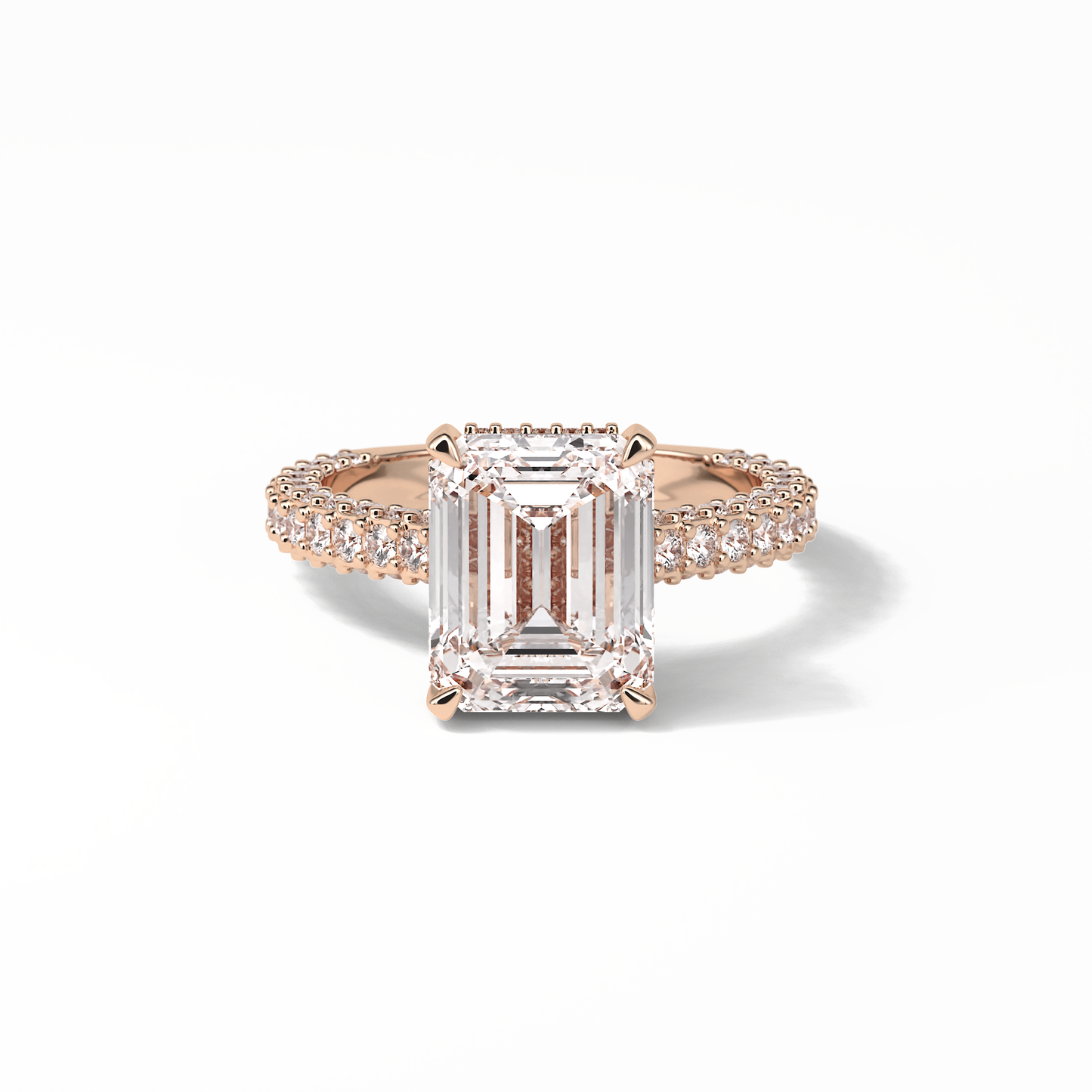 3.24 CT Emerald Cut Pave Style Moissanite Engagement Ring