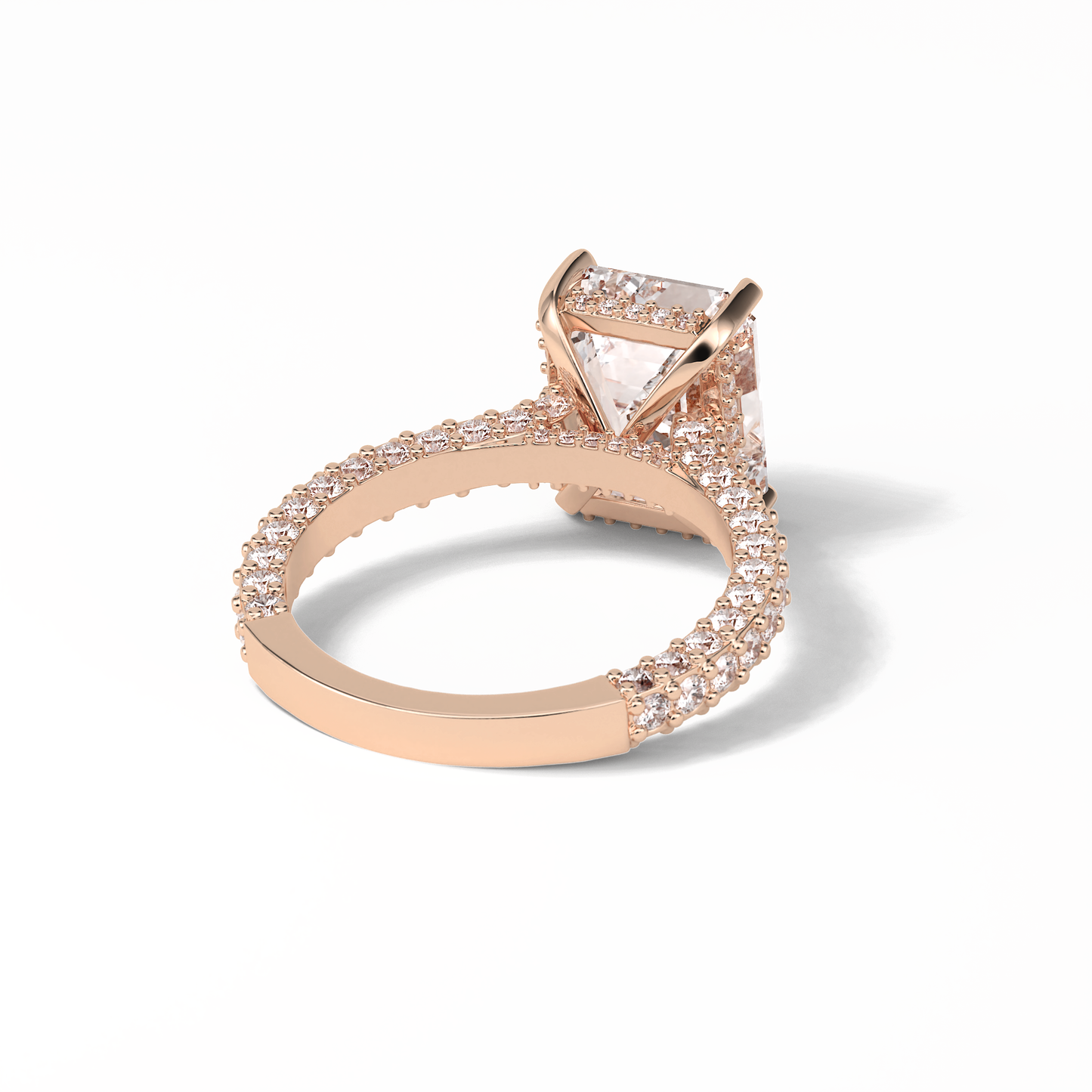 3.24 CT Emerald Cut Pave Style Moissanite Engagement Ring