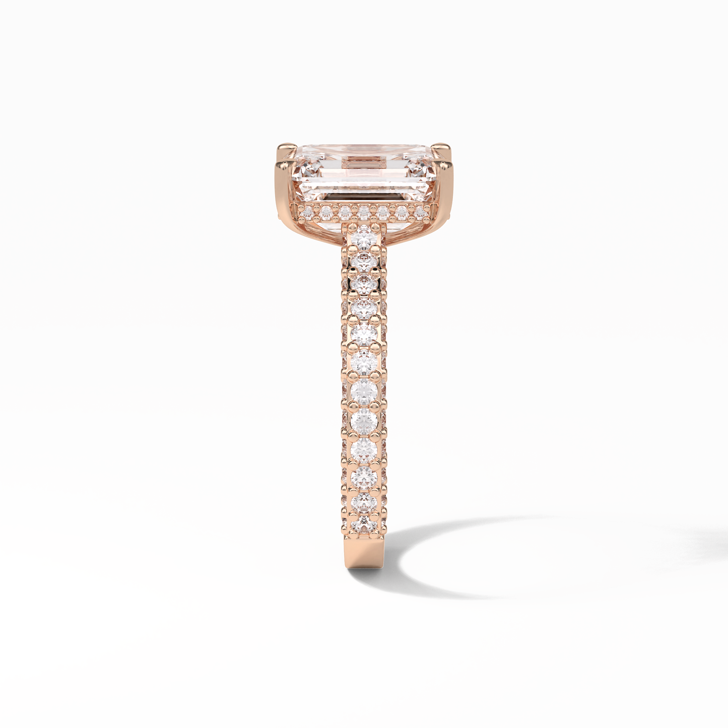3.24 CT Emerald Cut Pave Style Moissanite Engagement Ring