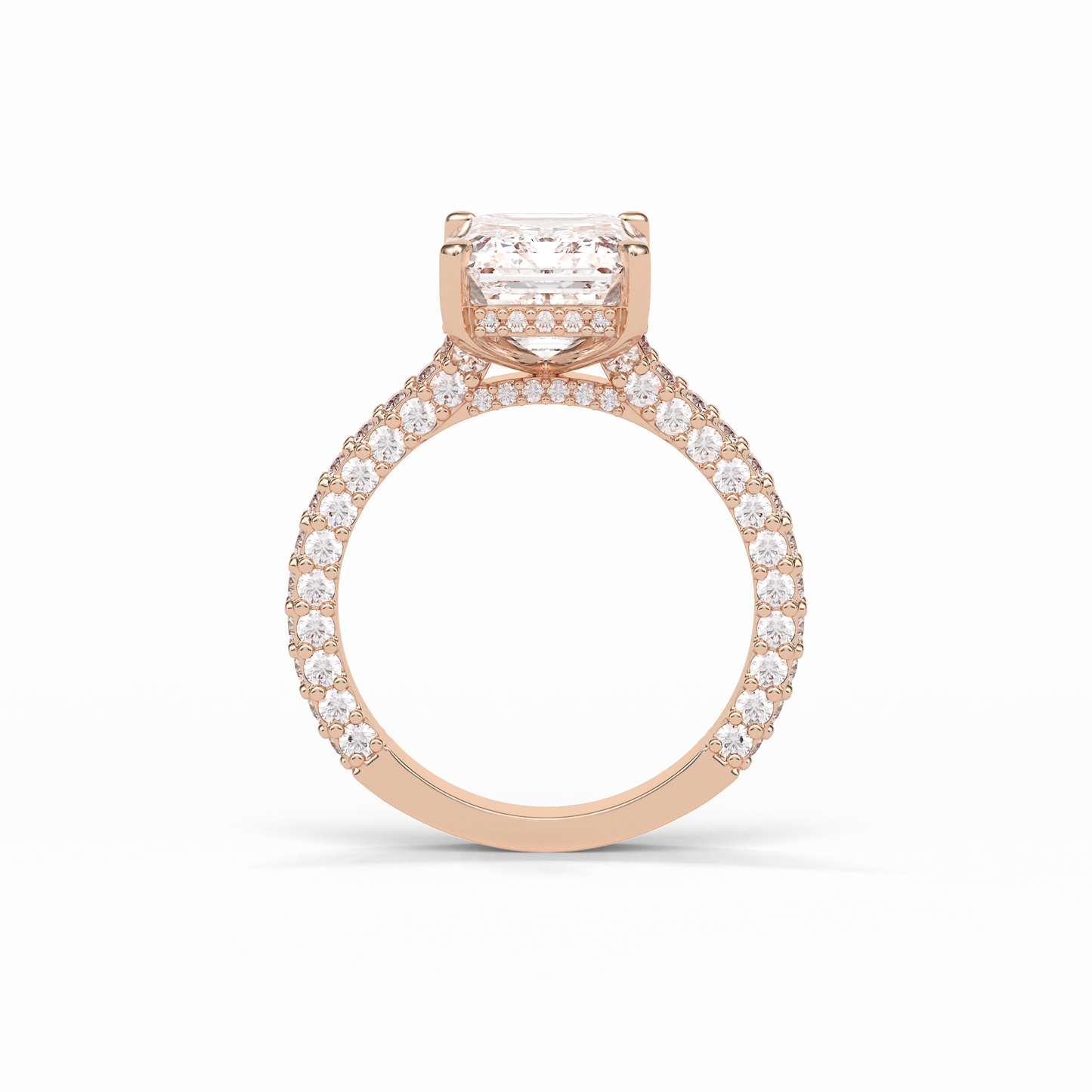3.24 CT Emerald Cut Pave Style Moissanite Engagement Ring