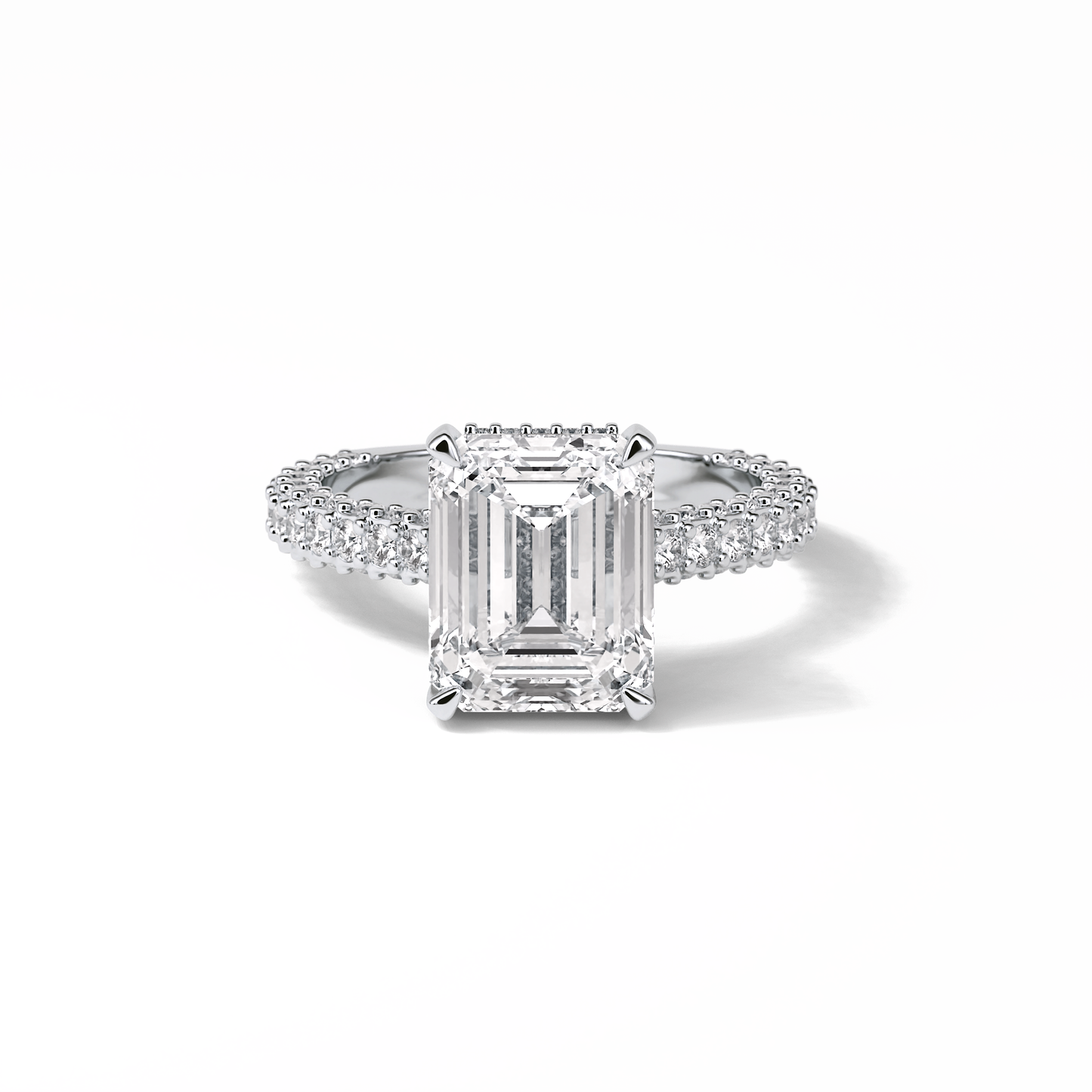 3.24 CT Emerald Cut Pave Style Moissanite Engagement Ring