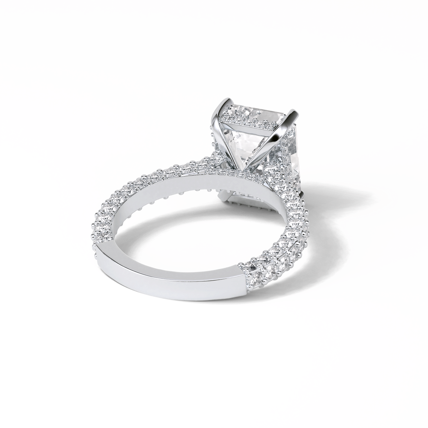 3.24 CT Emerald Cut Pave Style Moissanite Engagement Ring