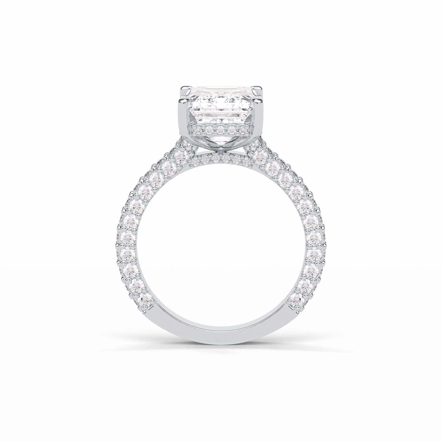 3.24 CT Emerald Cut Pave Style Moissanite Engagement Ring