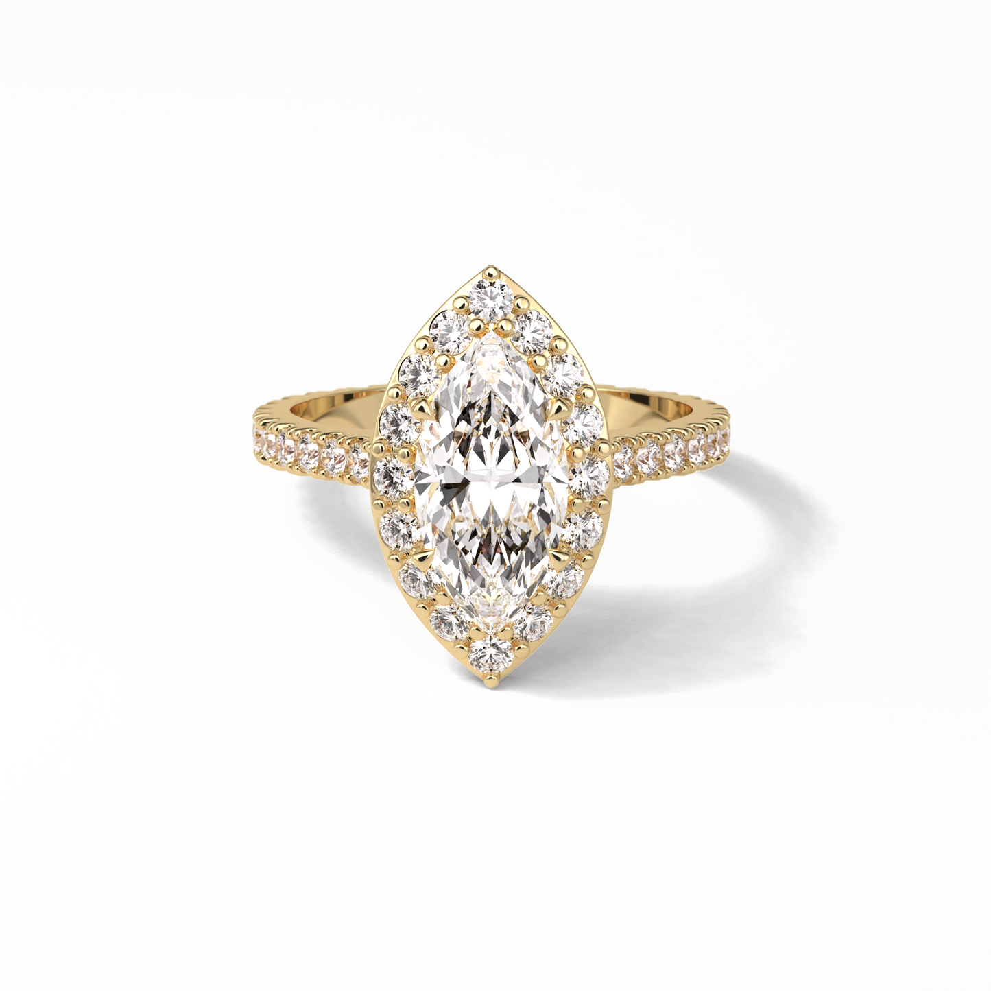 1.58 CT Marquise Cut Pave And Halo Style Moissanite Engagement Ring