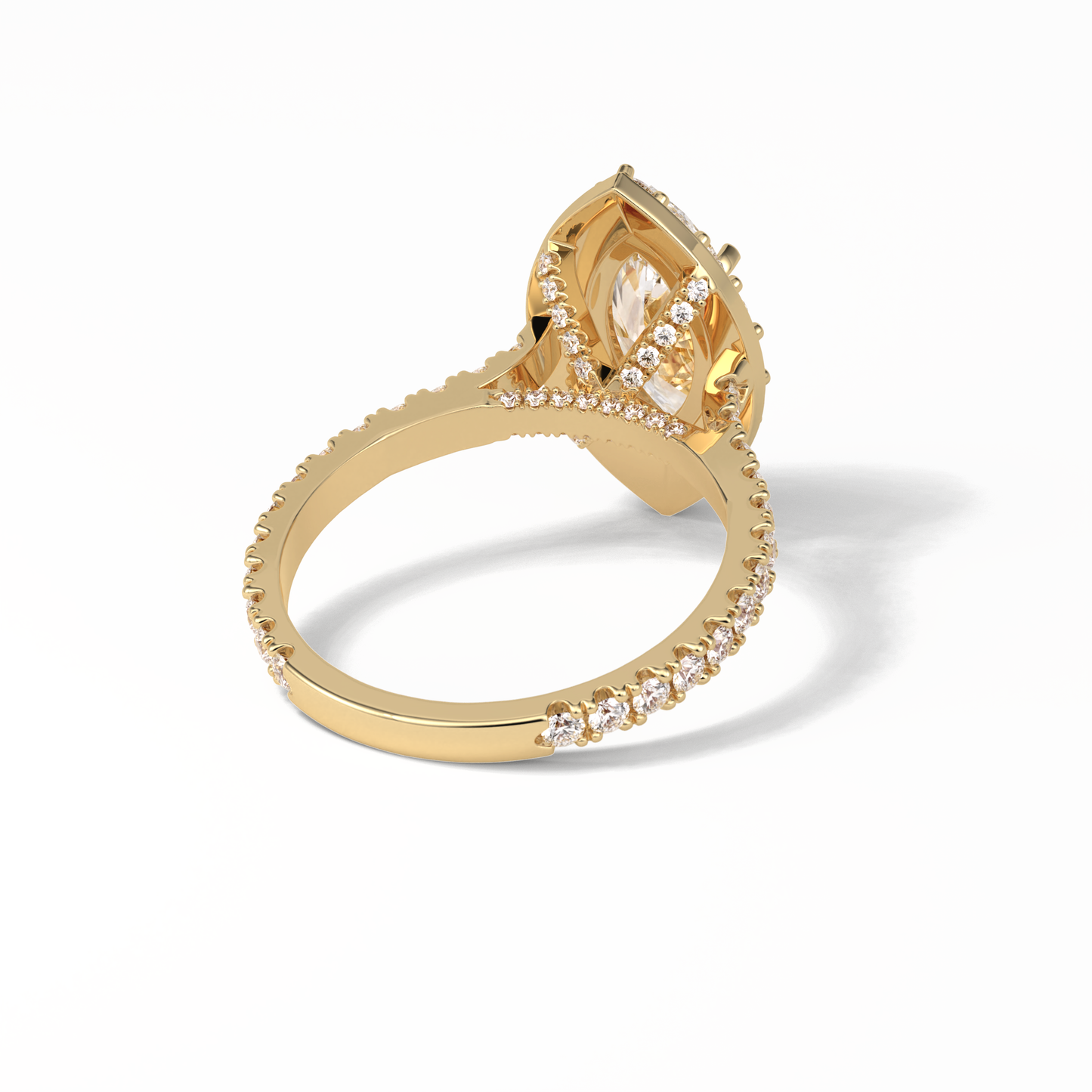 1.58 CT Marquise Cut Pave And Halo Style Moissanite Engagement Ring