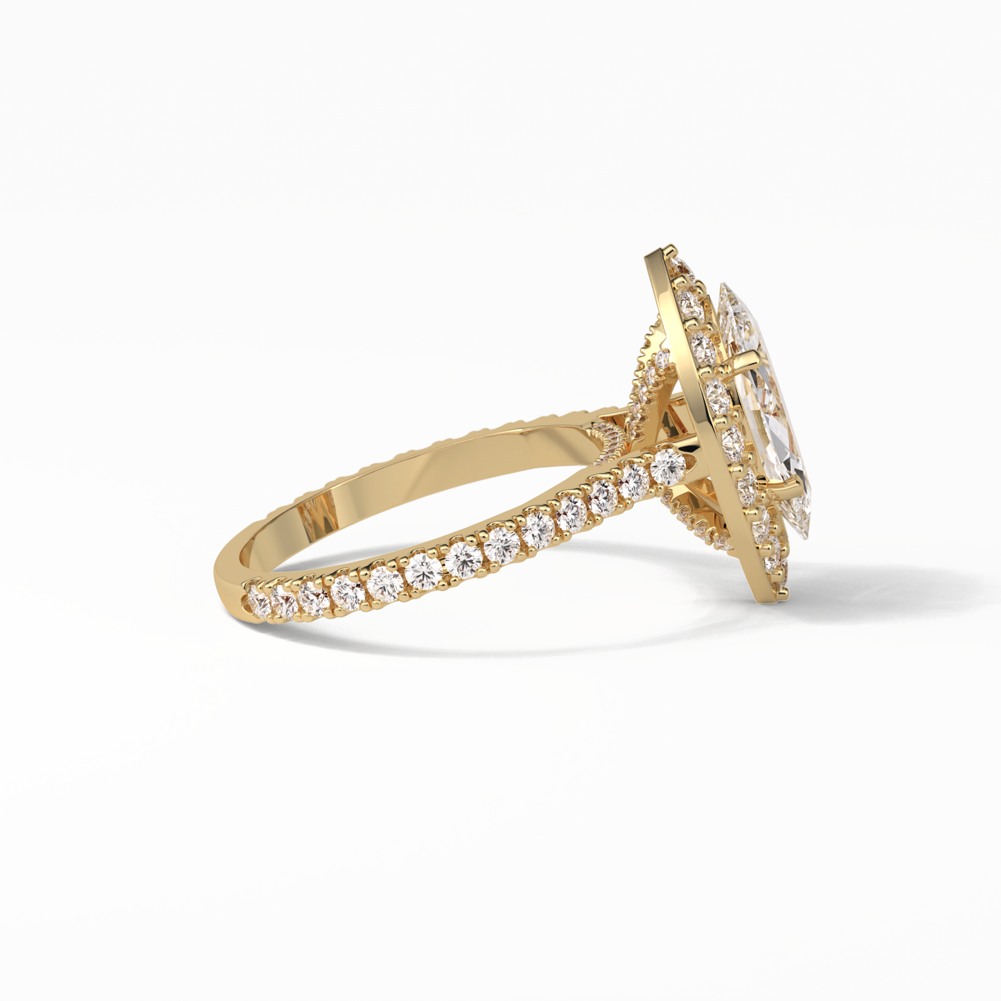 1.58 CT Marquise Cut Pave And Halo Style Moissanite Engagement Ring