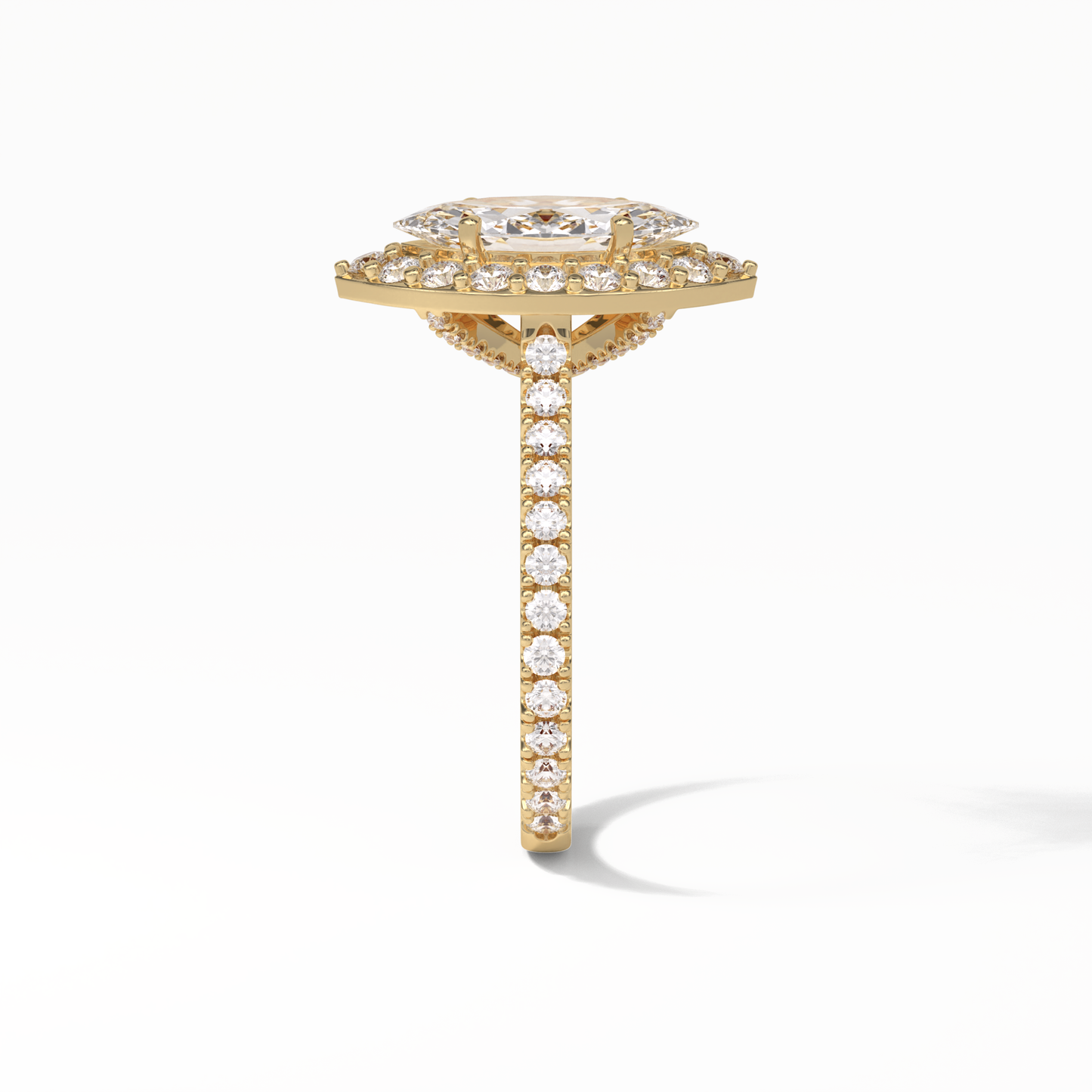 1.58 CT Marquise Cut Pave And Halo Style Moissanite Engagement Ring