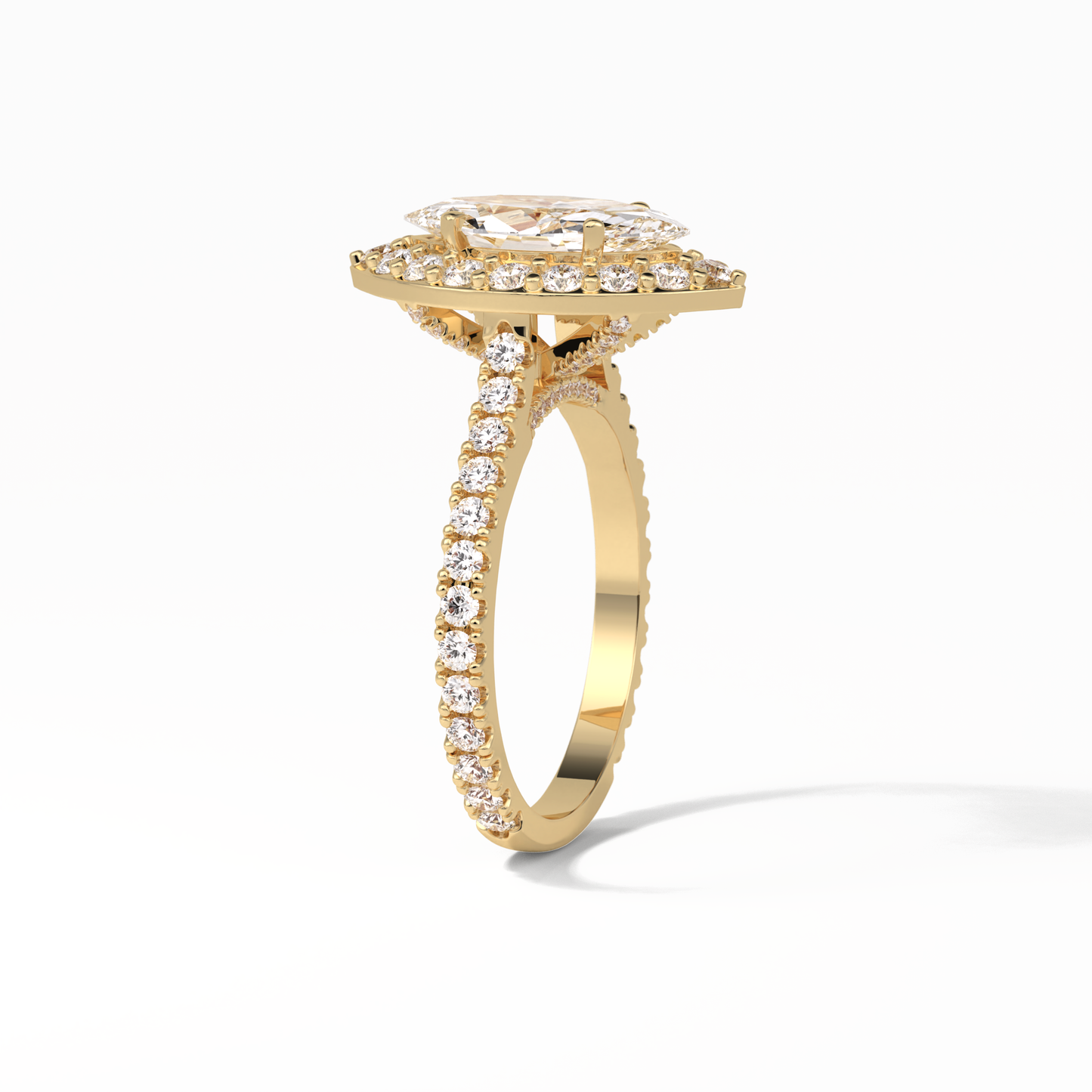1.58 CT Marquise Cut Pave And Halo Style Moissanite Engagement Ring