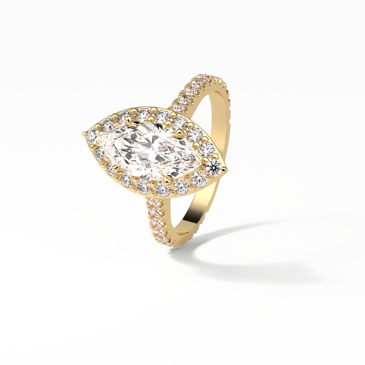 1.58 CT Marquise Cut Pave And Halo Style Moissanite Engagement Ring