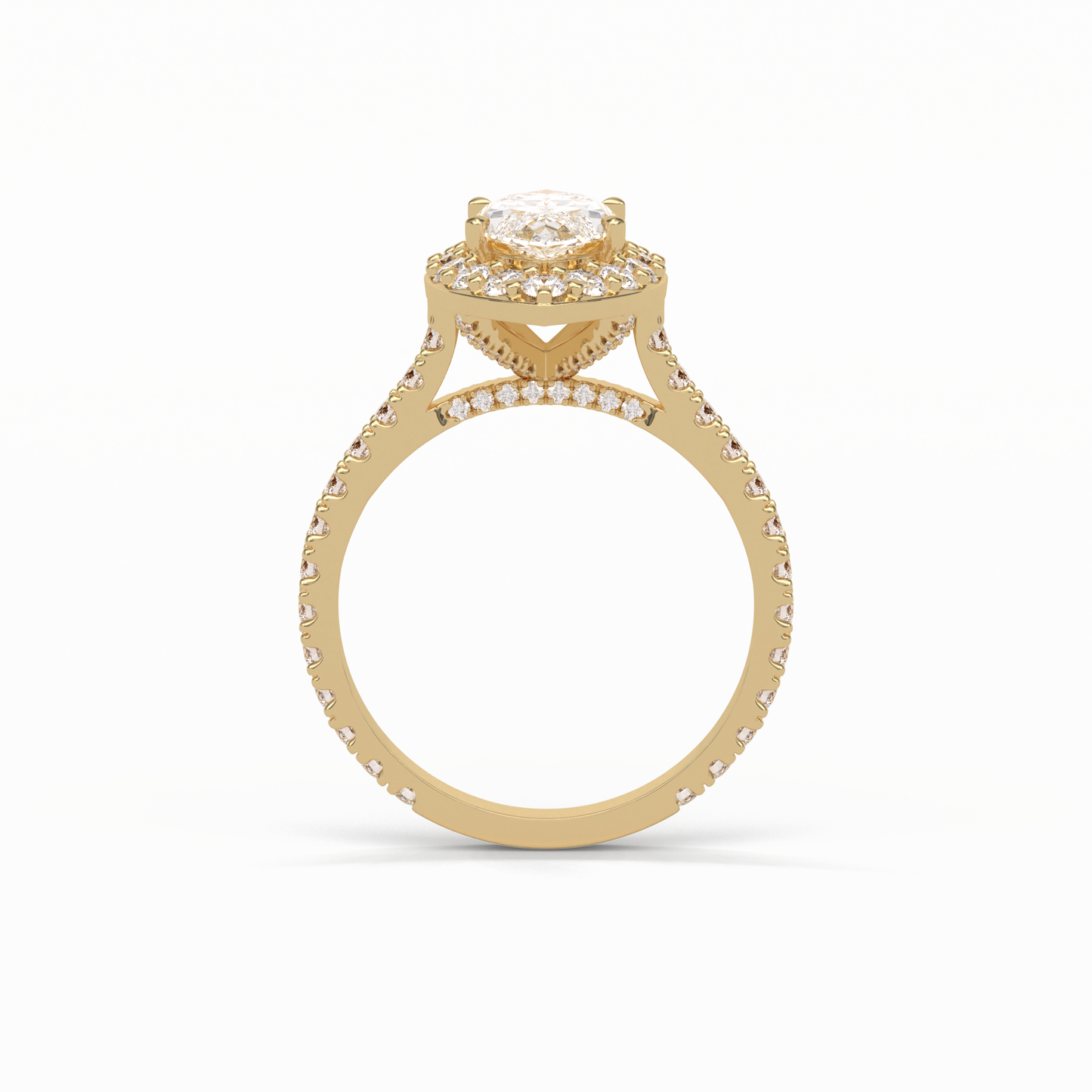 1.58 CT Marquise Cut Pave And Halo Style Moissanite Engagement Ring