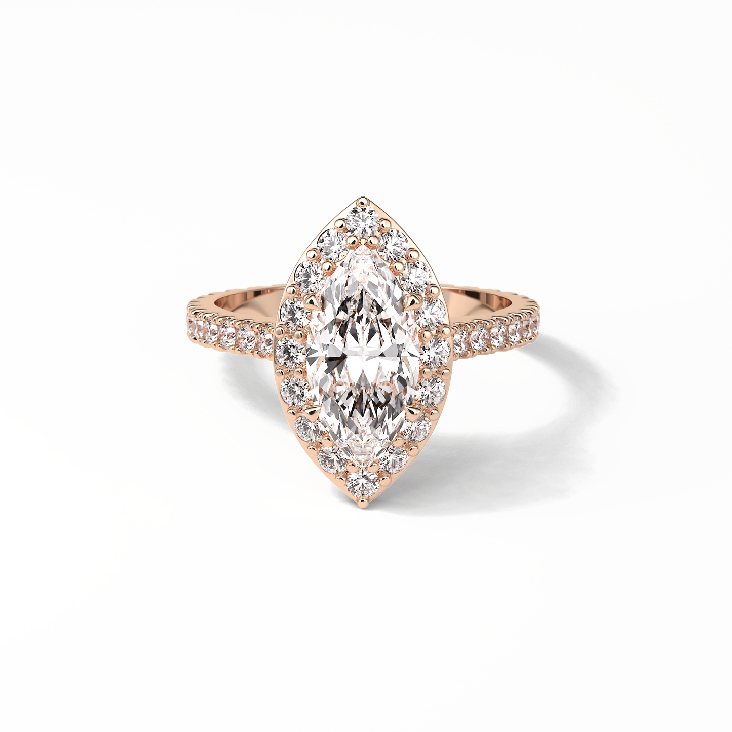 1.58 CT Marquise Cut Pave And Halo Style Moissanite Engagement Ring