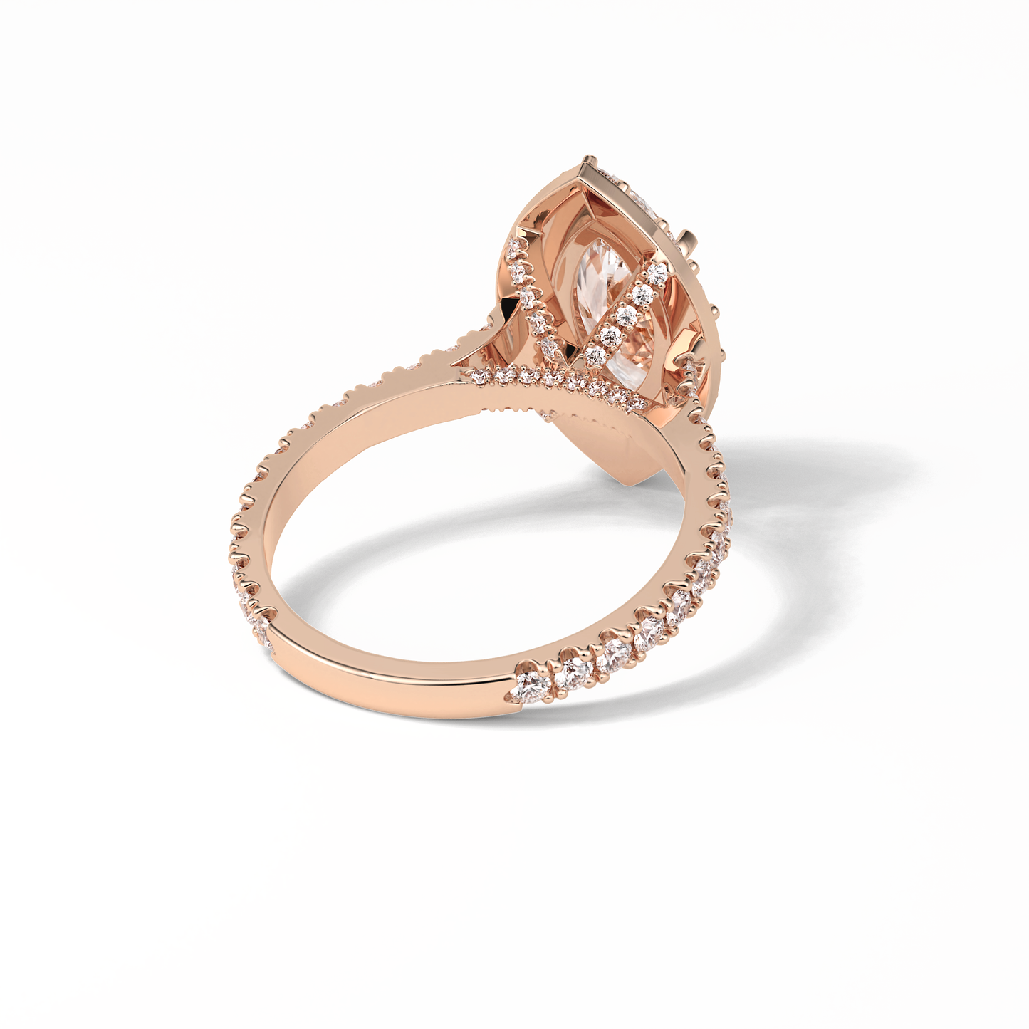 1.58 CT Marquise Cut Pave And Halo Style Moissanite Engagement Ring