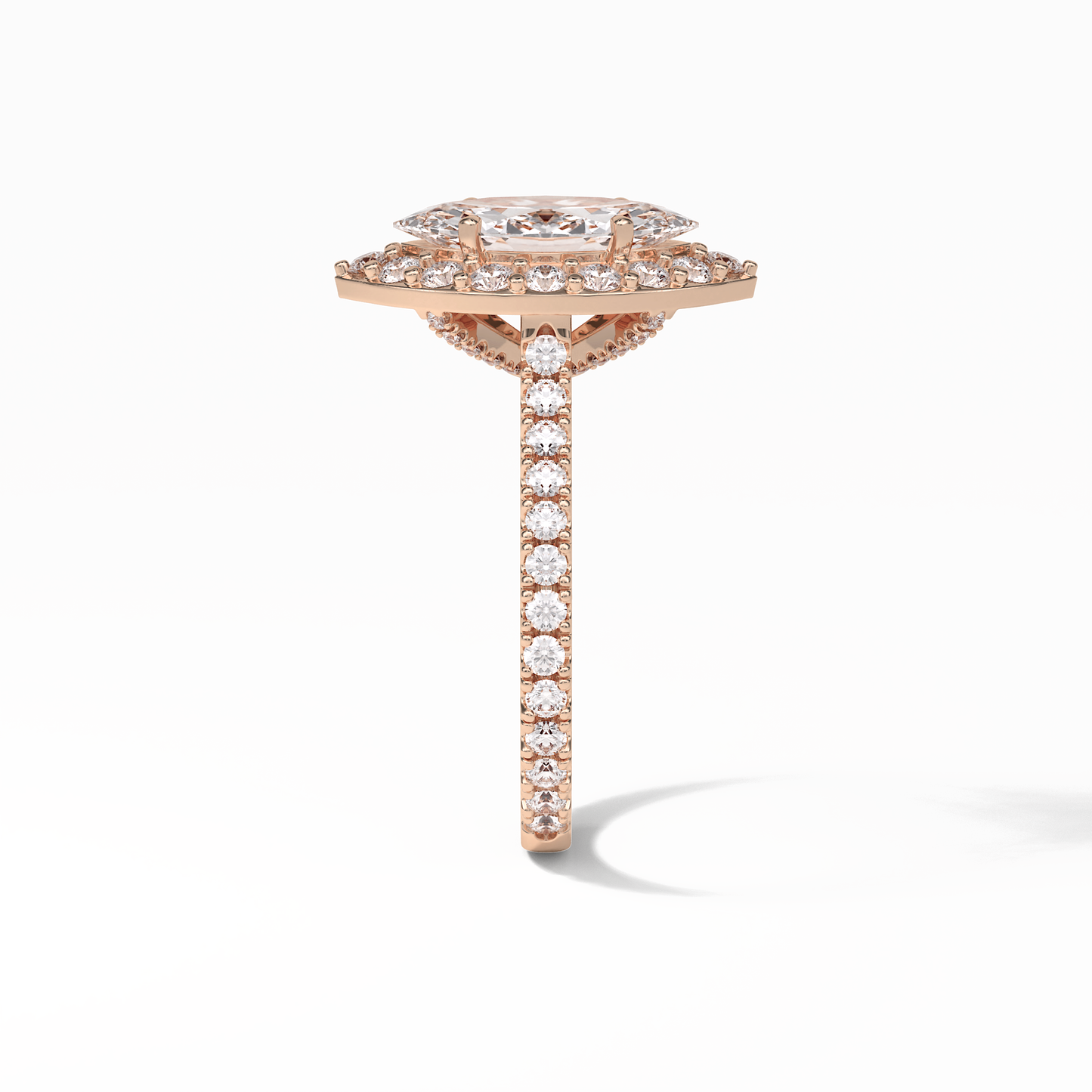 1.58 CT Marquise Cut Pave And Halo Style Moissanite Engagement Ring