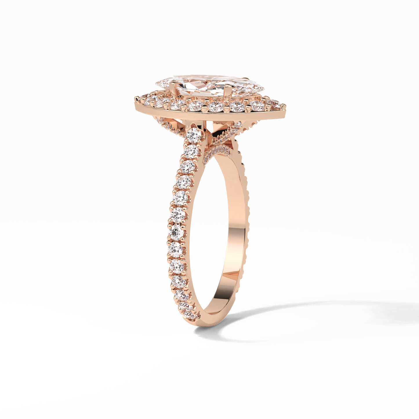 1.58 CT Marquise Cut Pave And Halo Style Moissanite Engagement Ring