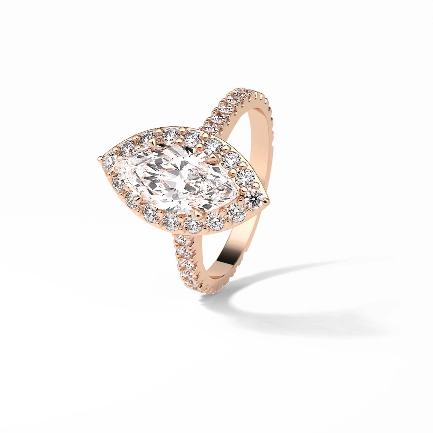 1.58 CT Marquise Cut Pave And Halo Style Moissanite Engagement Ring