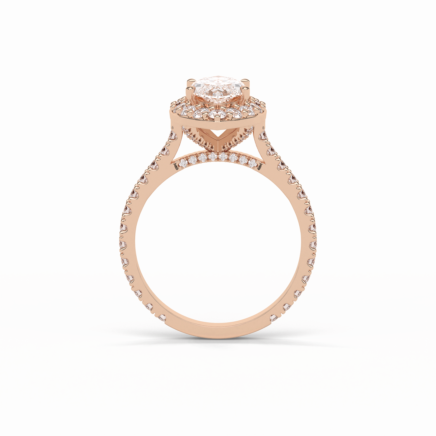 1.58 CT Marquise Cut Pave And Halo Style Moissanite Engagement Ring