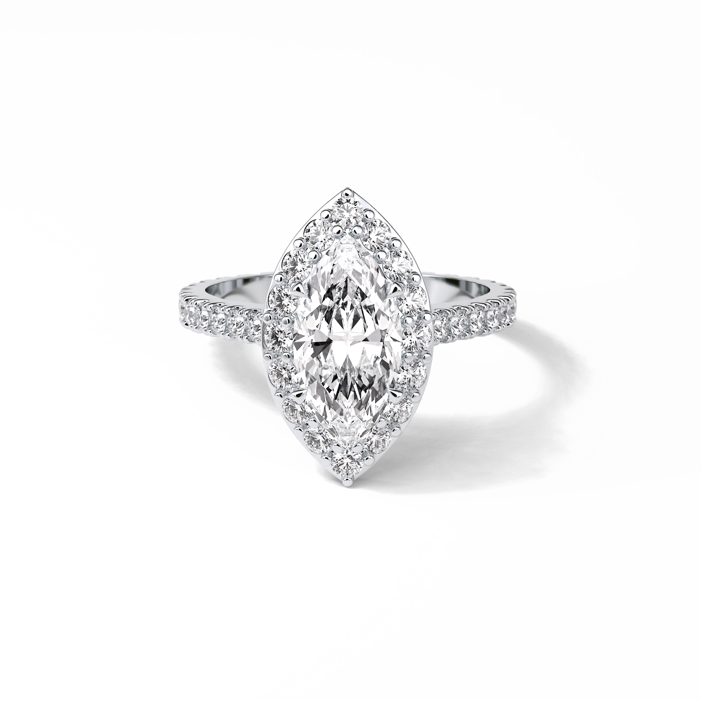 1.58 CT Marquise Cut Pave And Halo Style Moissanite Engagement Ring